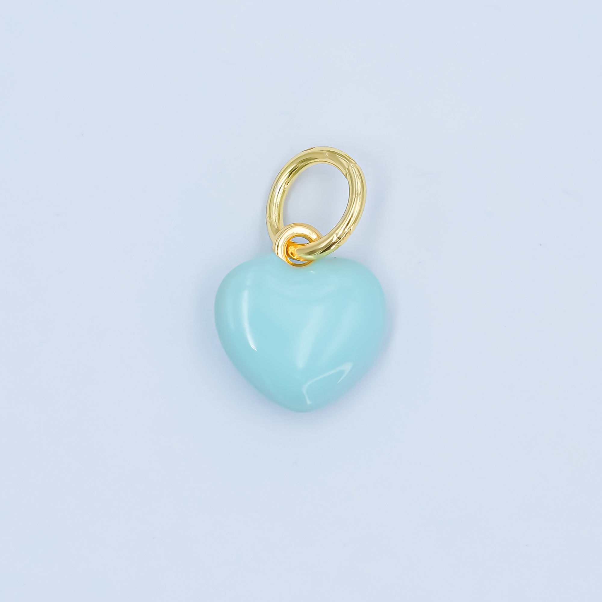 24K Gold Filled Blue, Pink Enamel Heart Multidimensional Charm | N079