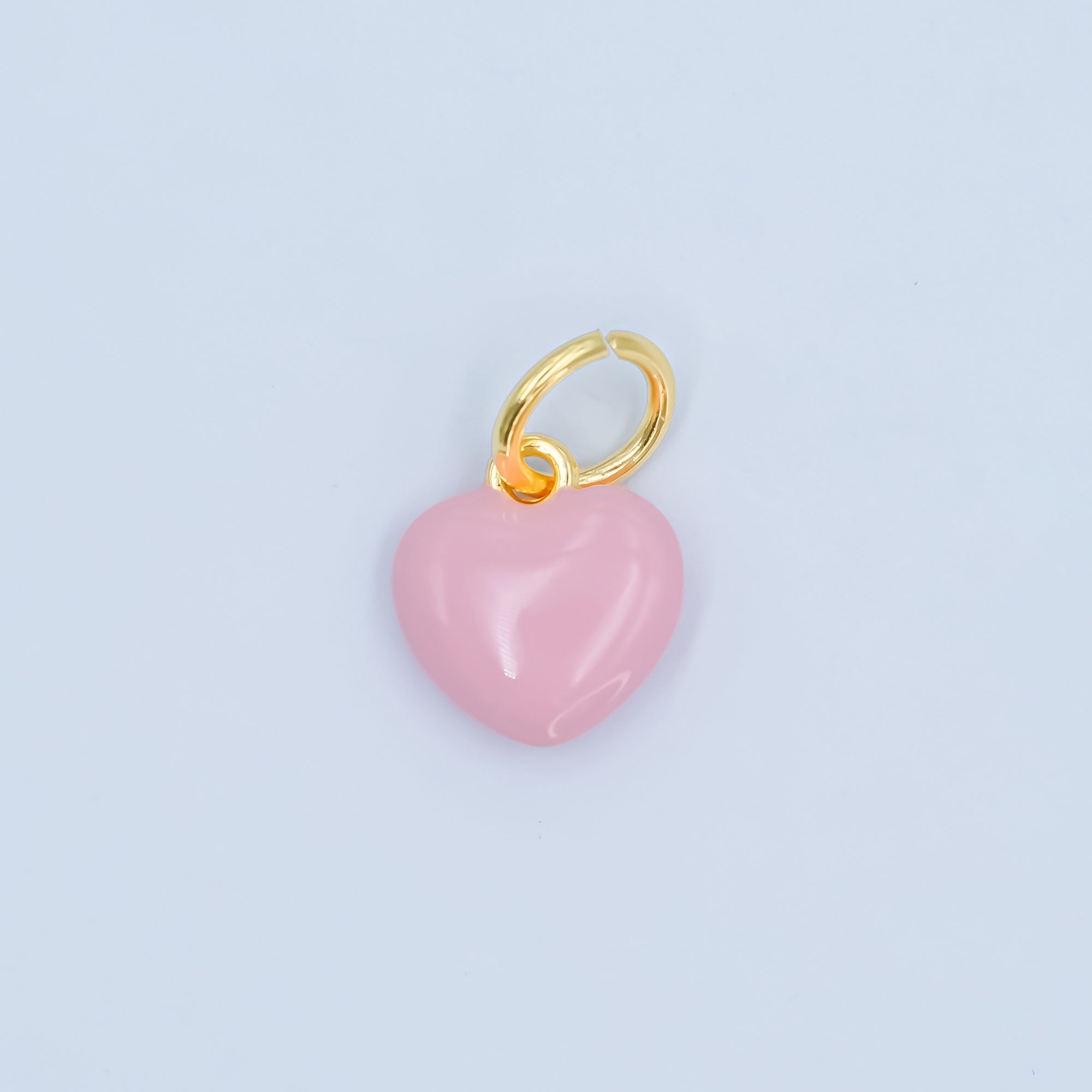 24K Gold Filled Blue, Pink Enamel Heart Multidimensional Charm | N079