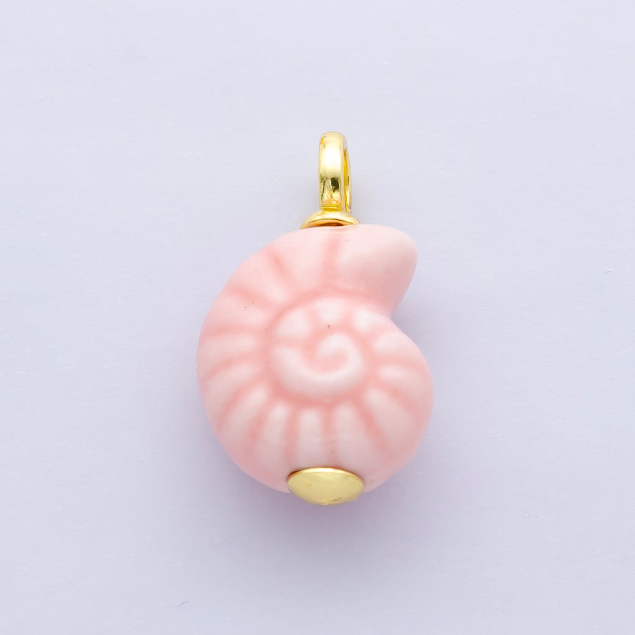 24K Gold Filled Blue, Pink Nautilus Clam Sea Shell Ceramic Drop Charm | N081