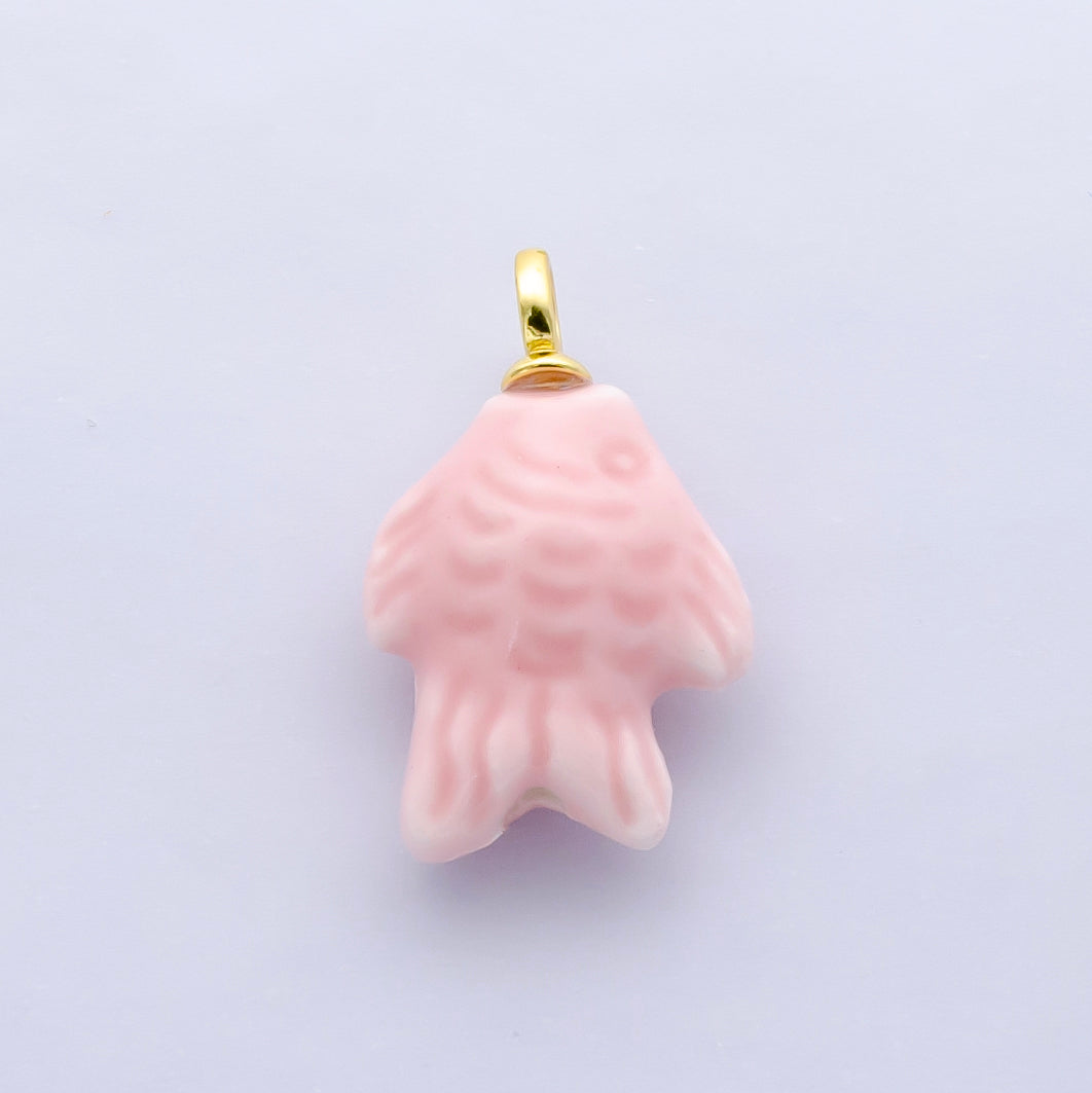24K Gold Filled Nature Floral Mushroom Pet Sea Sell Ceramic Drop Charm