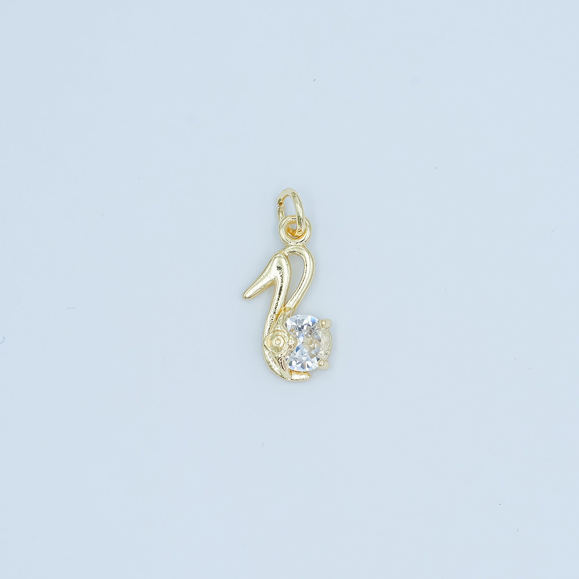 24K Gold Filled Clear CZ High Heels Shoes Charm | N089