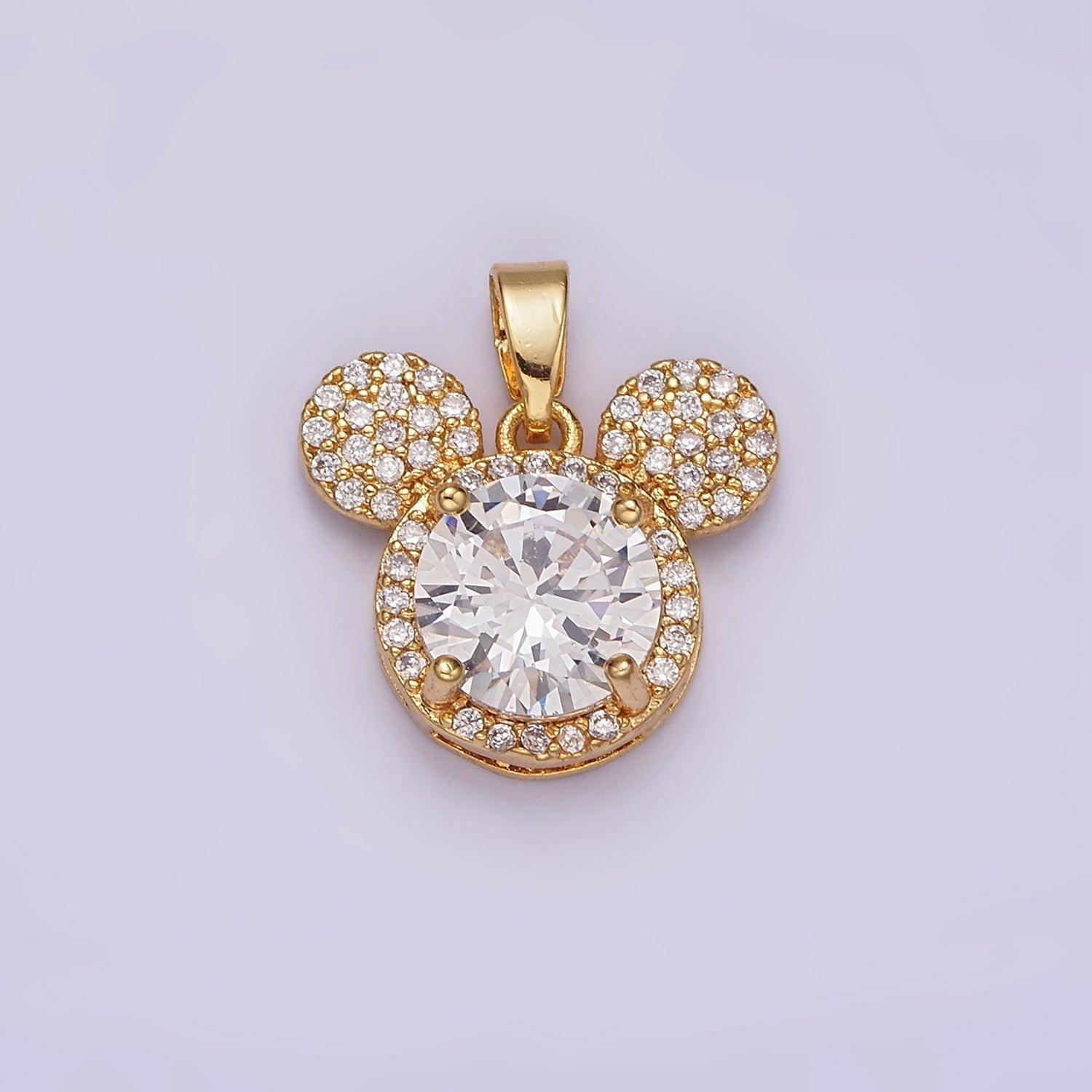 14K Gold Filled 17mm Clear Micro Paved CZ Mouse Character Animal Pendant | N1837 - DLUXCA