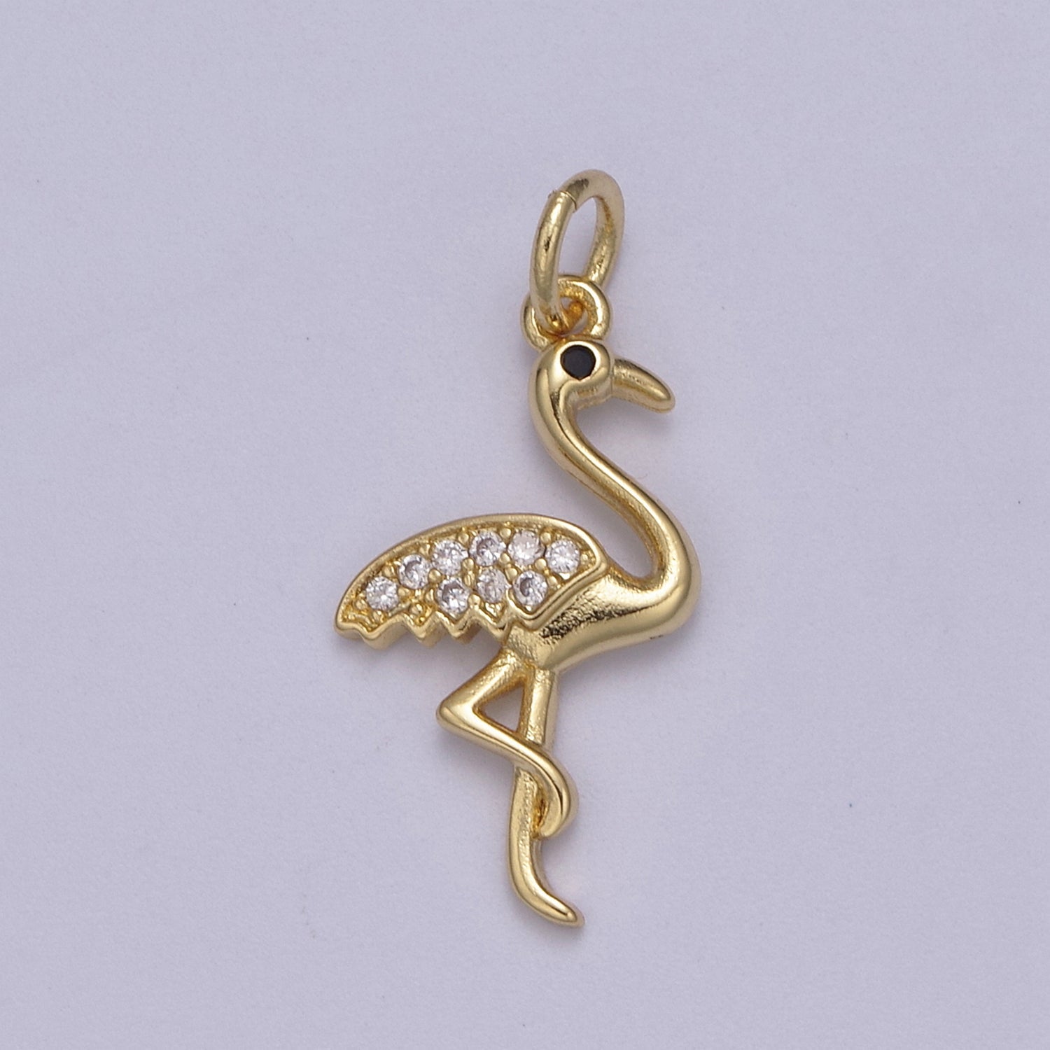 Cubic Zirconia Pave Pendant Charm CZ Pave Long Leg Flamingo Pendant Necklace Pave Pendant Animal Necklaces N-385 N-386