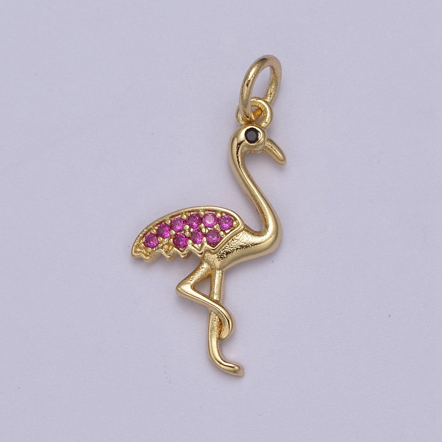 Cubic Zirconia Pave Pendant Charm CZ Pave Long Leg Flamingo Pendant Necklace Pave Pendant Animal Necklaces N-385 N-386