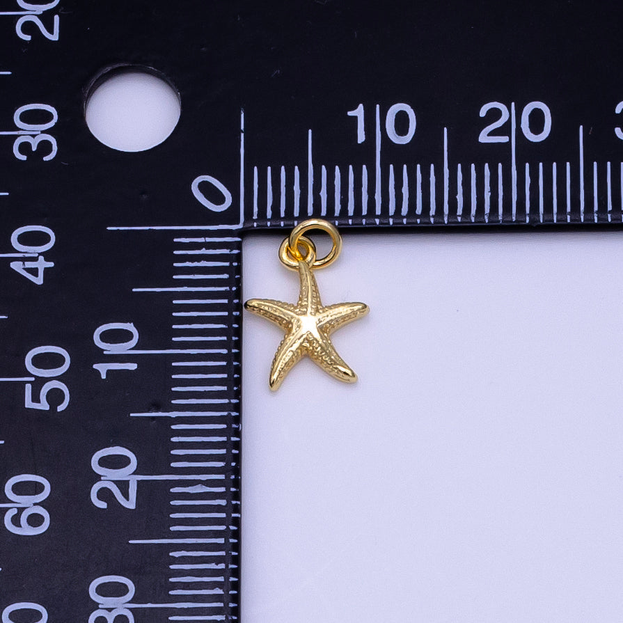 16K Gold Filled Mini Textured Star Fish Ocean Animal Add-On Charm | N-945