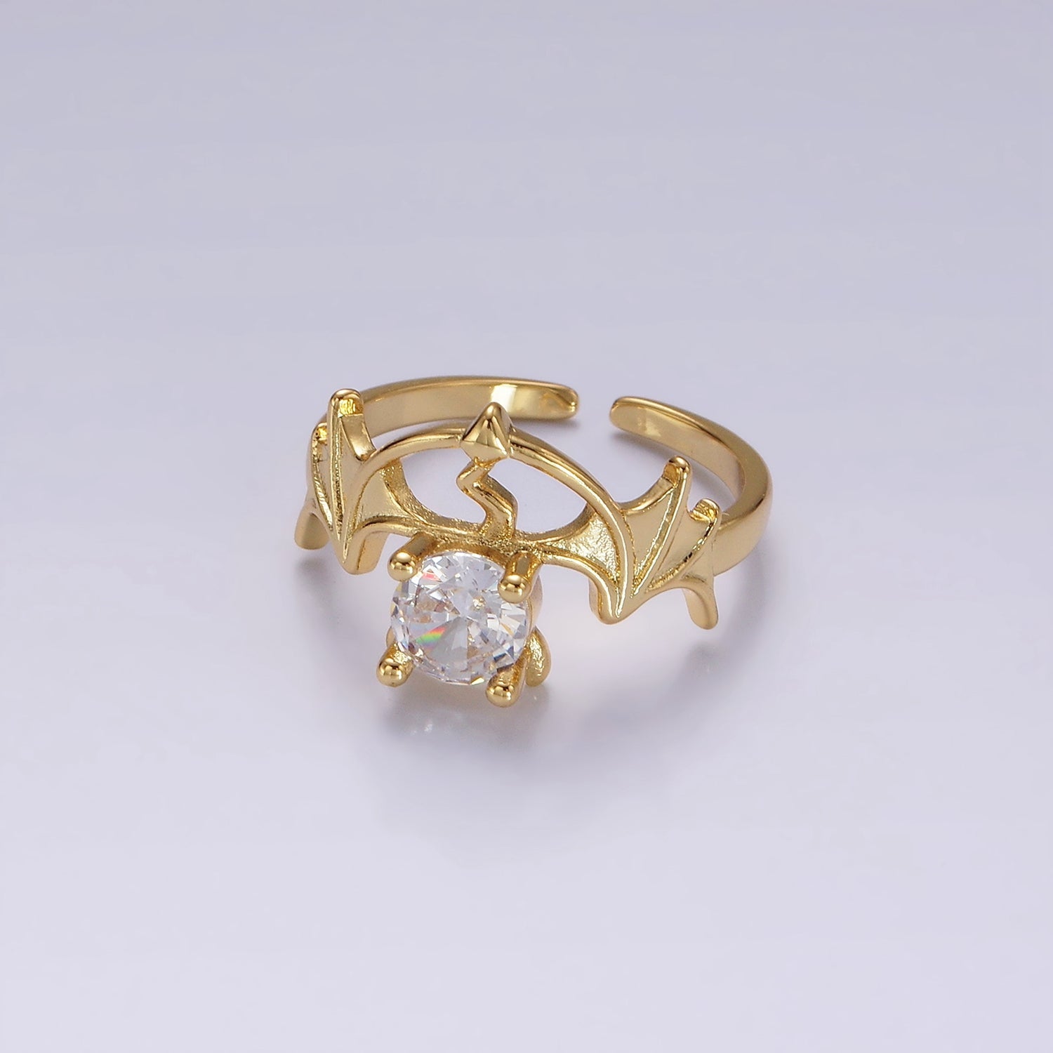 14K Gold Filled Clear CZ Devil Bat Wings Ring | O1056 - DLUXCA