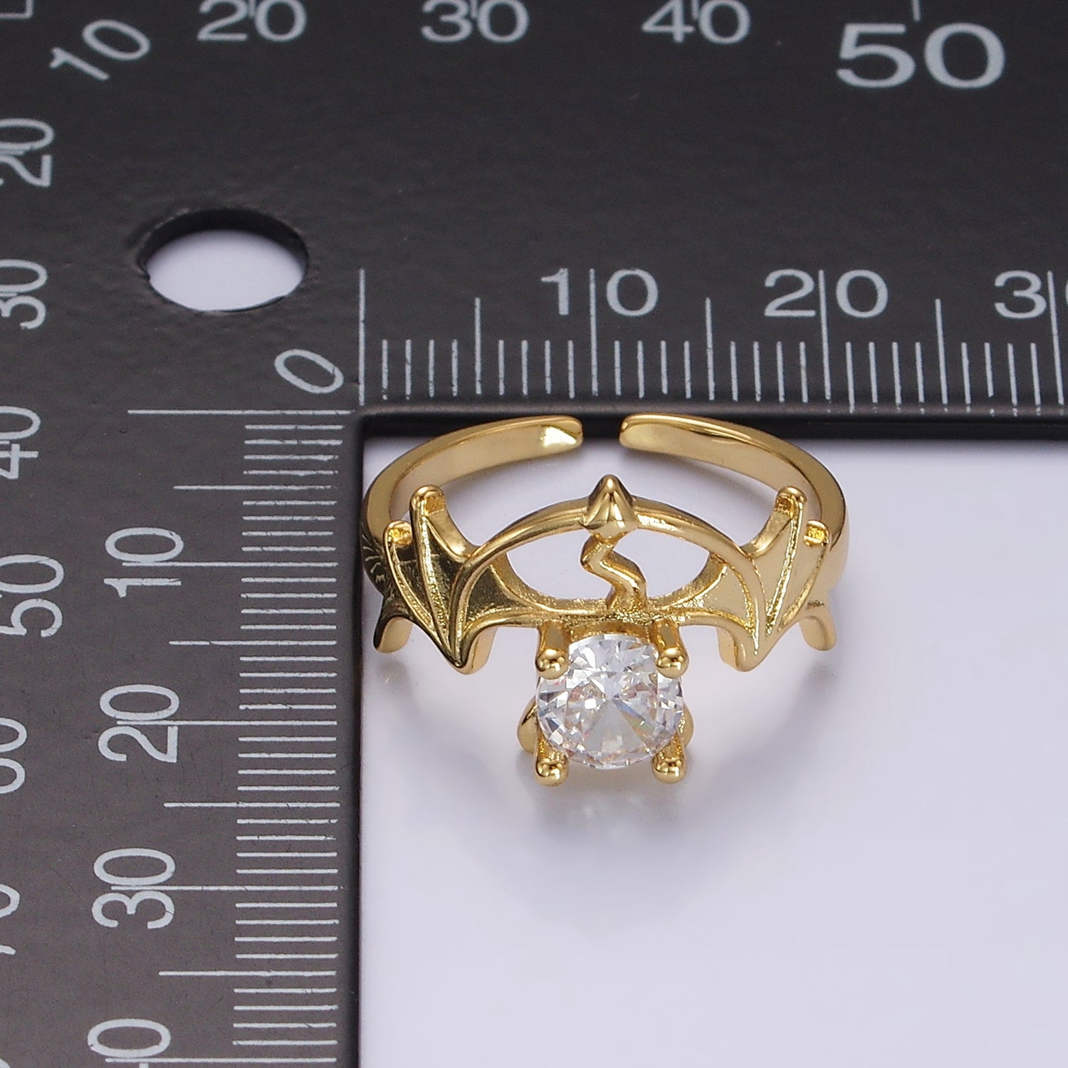 14K Gold Filled Clear CZ Devil Bat Wings Ring | O1056 - DLUXCA