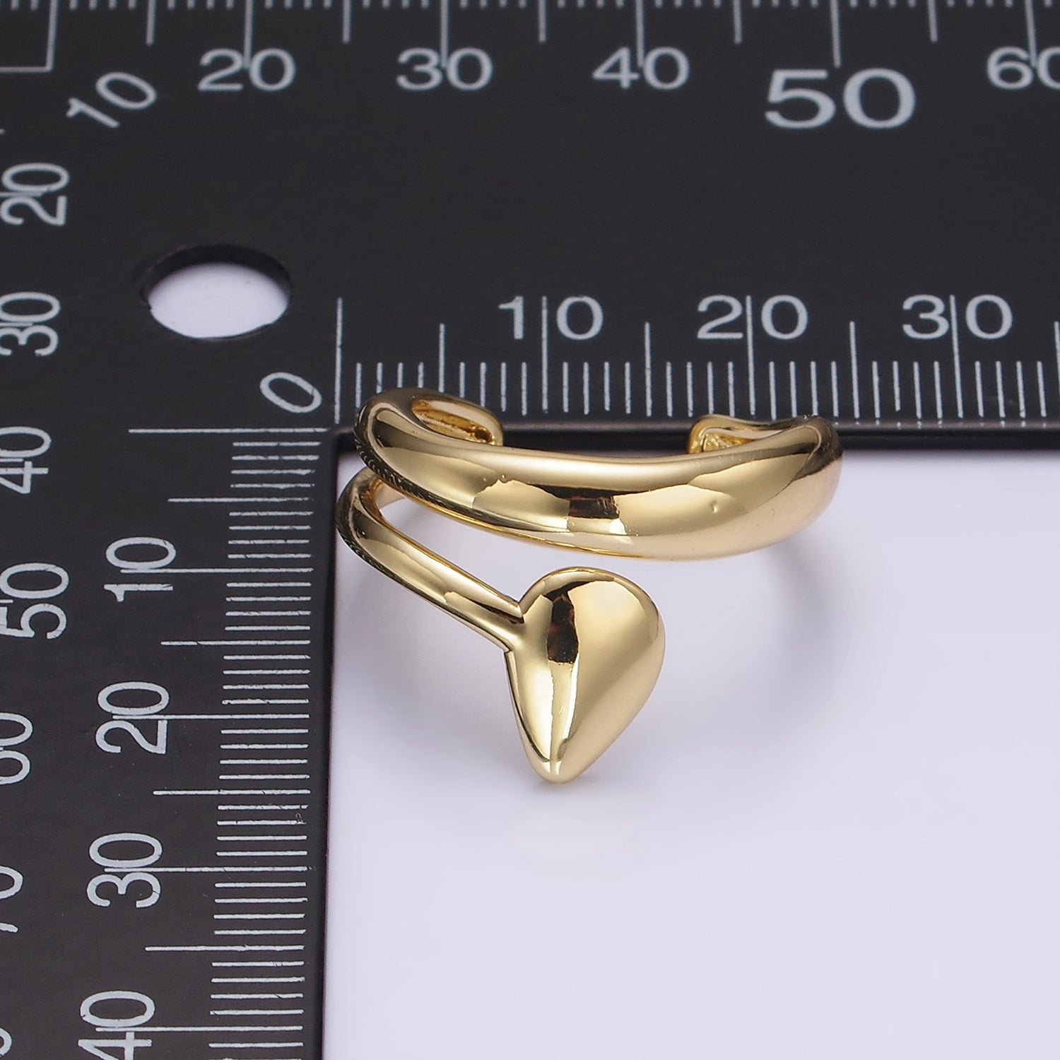 14K Gold Filled Teardrop Half Double Band Minimalist Open Ring | O1083 - DLUXCA