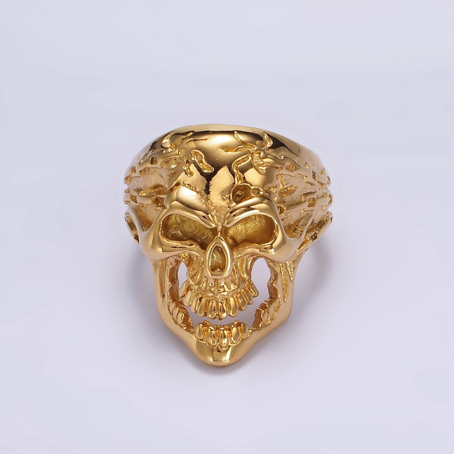 Stainless Steel Molten Human Skeleton Skull Ring in Gold & Silver | O1117 - O1124