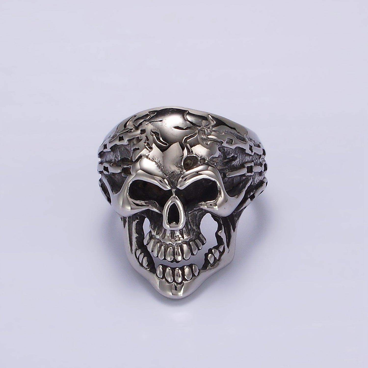 Stainless Steel Molten Human Skeleton Skull Ring in Gold & Silver | O1117 - O1124