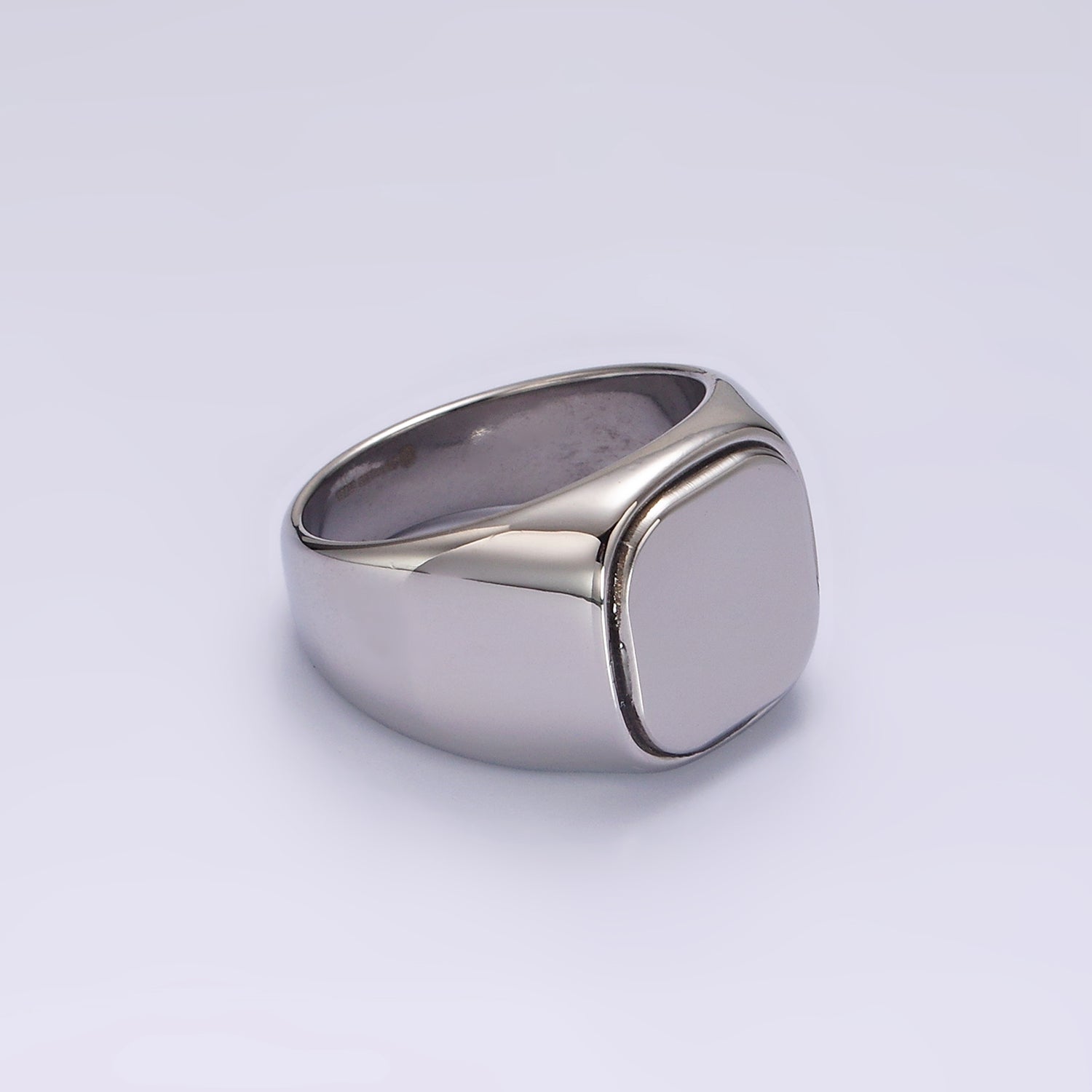 Stainless Steel Square Signet Minimalist Silver Ring | O1125 - O1127 - DLUXCA