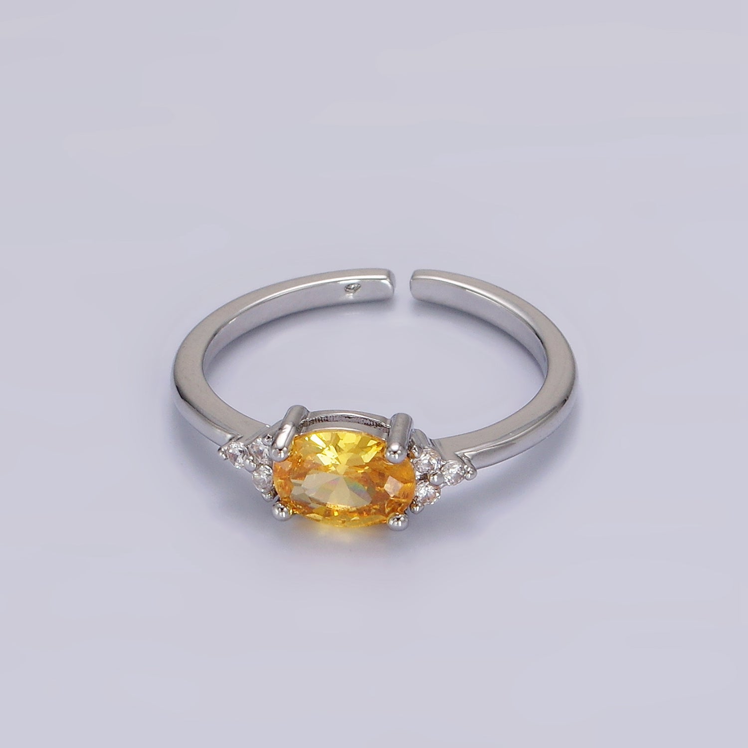 14K Gold Filled Oval Triple CZ Solitaire Birthstone Ring in Gold & Silver | O1128 - O1155 - DLUXCA