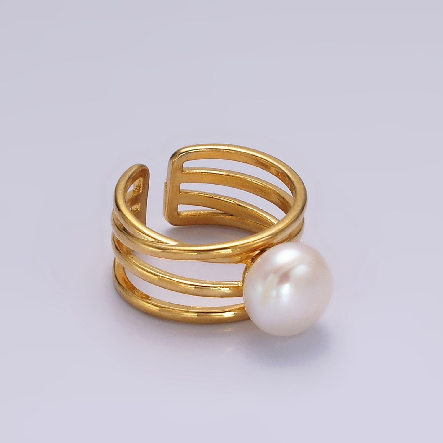 14K Gold Filled White, Pink Pearl Multiple Band Ring in Gold & Silver | O1156 - O1159 - DLUXCA