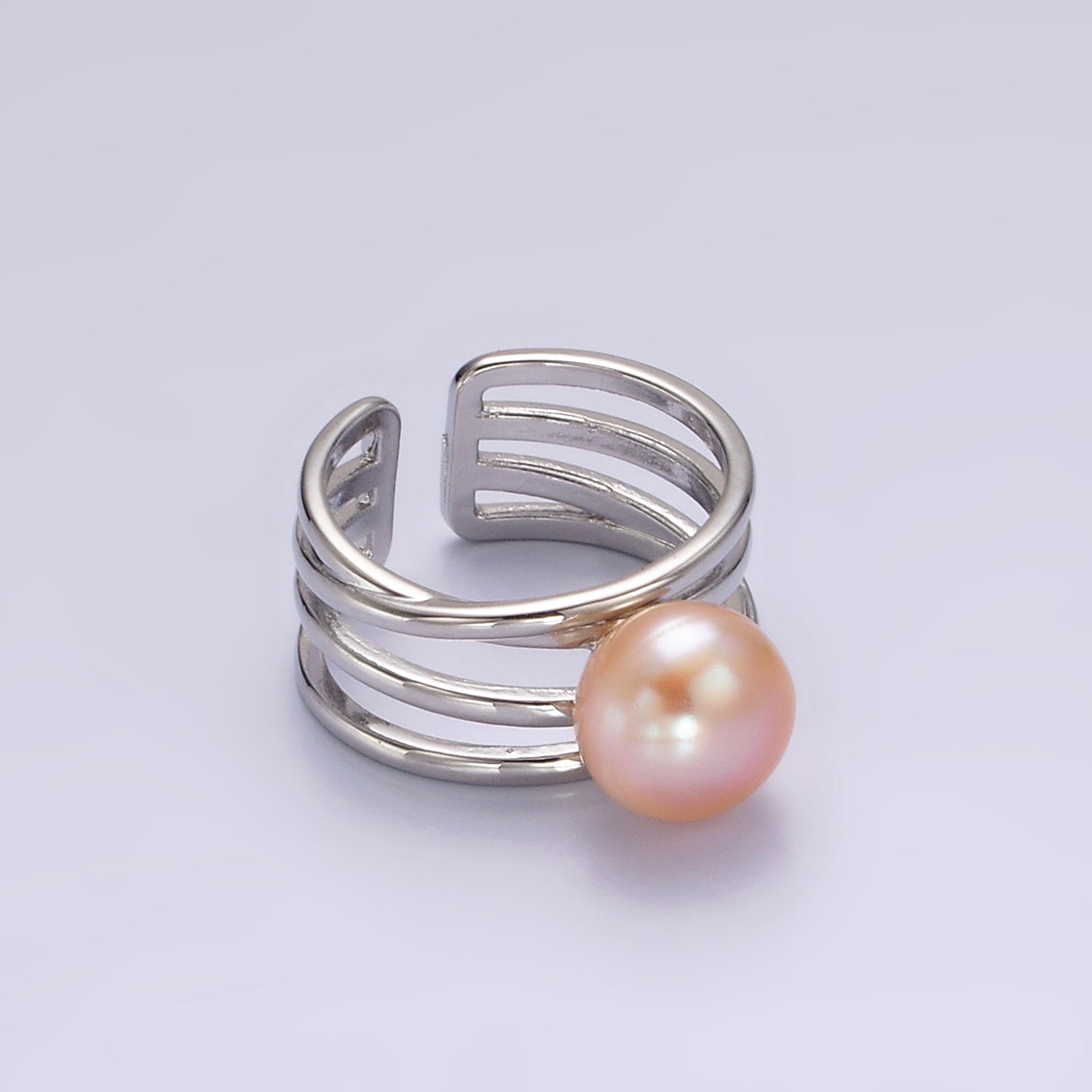 14K Gold Filled White, Pink Pearl Multiple Band Ring in Gold & Silver | O1156 - O1159