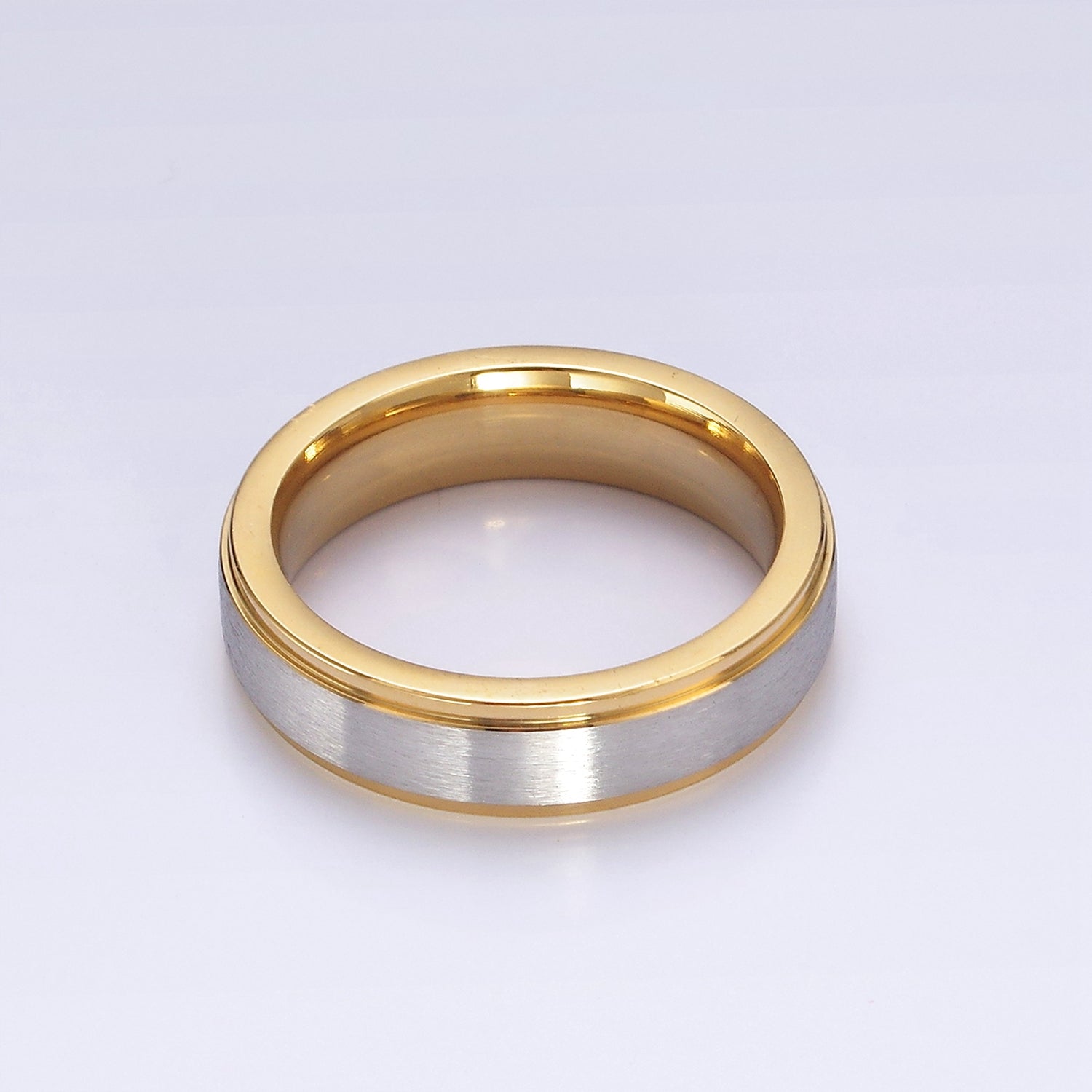 Stainless Steel Silver Band Gold Minimalist Mixed Metal Ring | O1201 - O1203