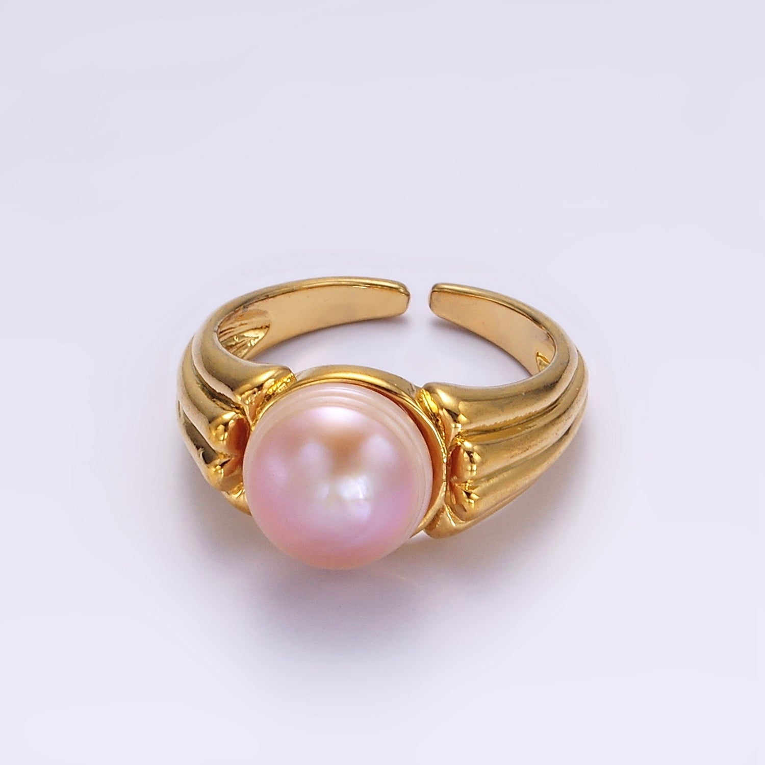 14K Gold Filled White, Pink Pearl Multiple Band Ring in Gold & Silver | O1868 - O1871 - DLUXCA