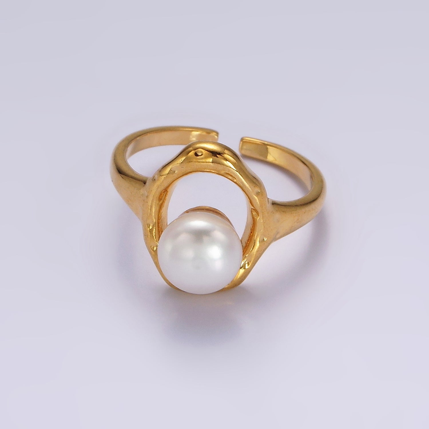 14K Gold Filled White, Pink Pearl Open Oblong Ring in Gold & Silver | O1872 - O1875