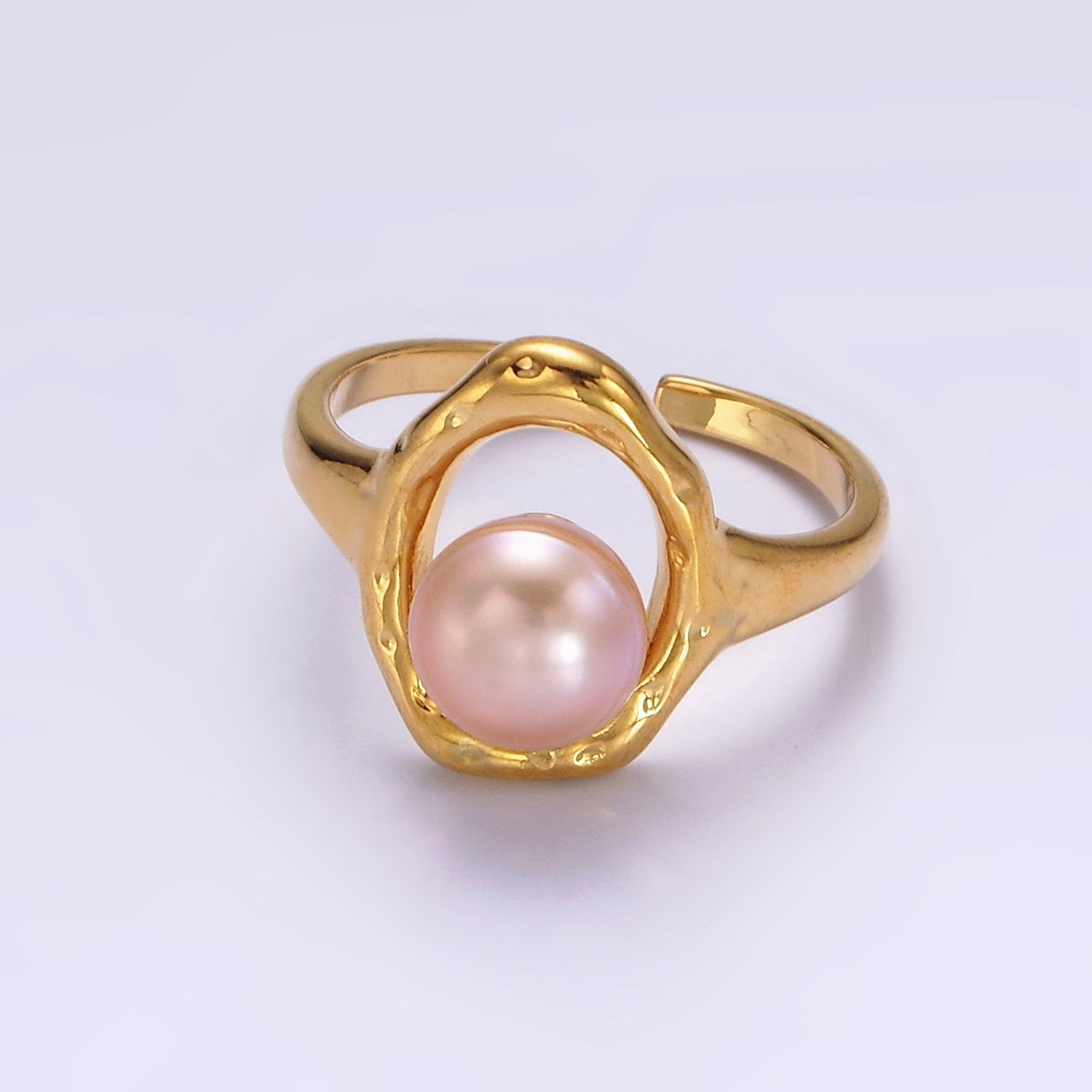 14K Gold Filled White, Pink Pearl Open Oblong Ring in Gold & Silver | O1872 - O1875