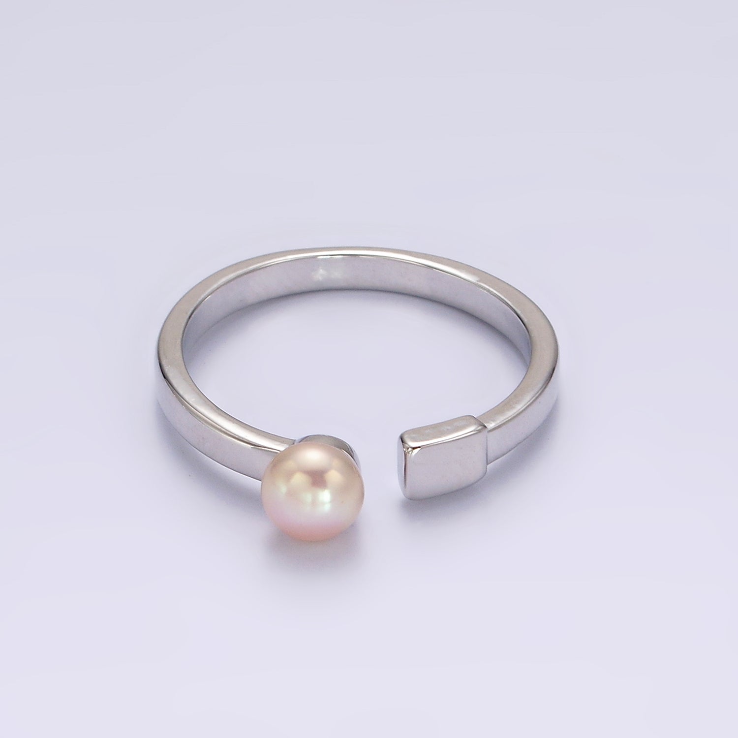 14K Gold Filled White, Pink Pearl Rectangular Open Claw Ring in Gold & Silver | O1880 - O1883