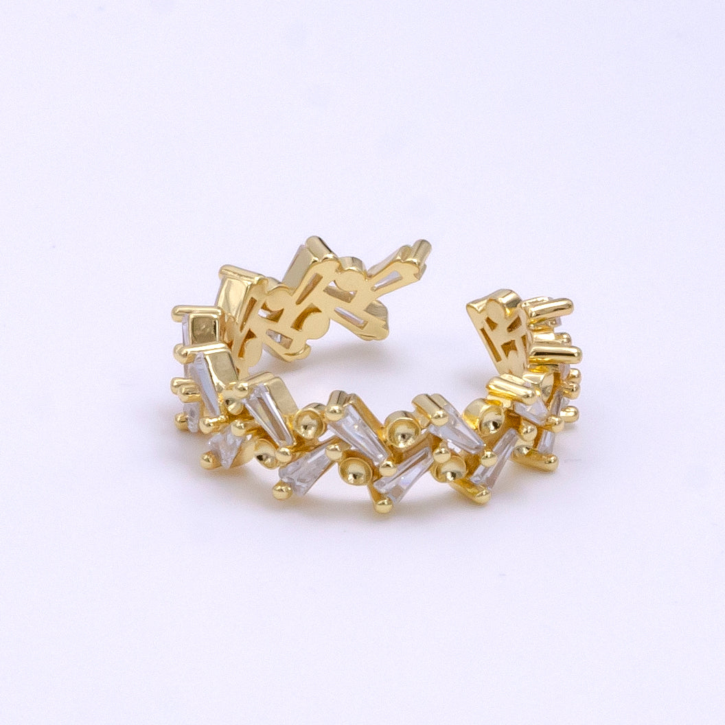 14K Gold Plated Clear CZ Baguette Band Ring | O1900