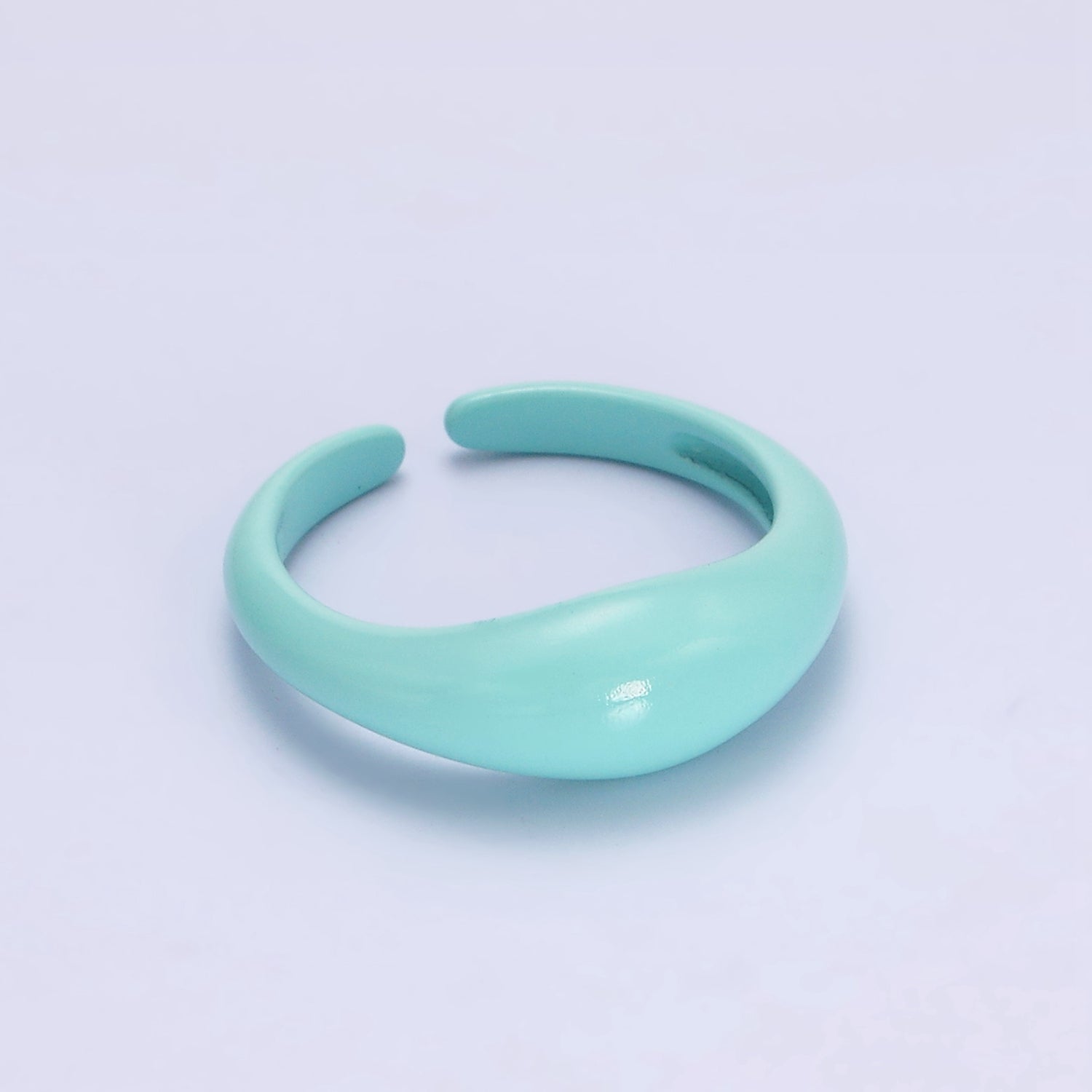 Gold Filled Neon Baby Blue Enamel Y2K Drop Signet Ring | O564 - DLUXCA