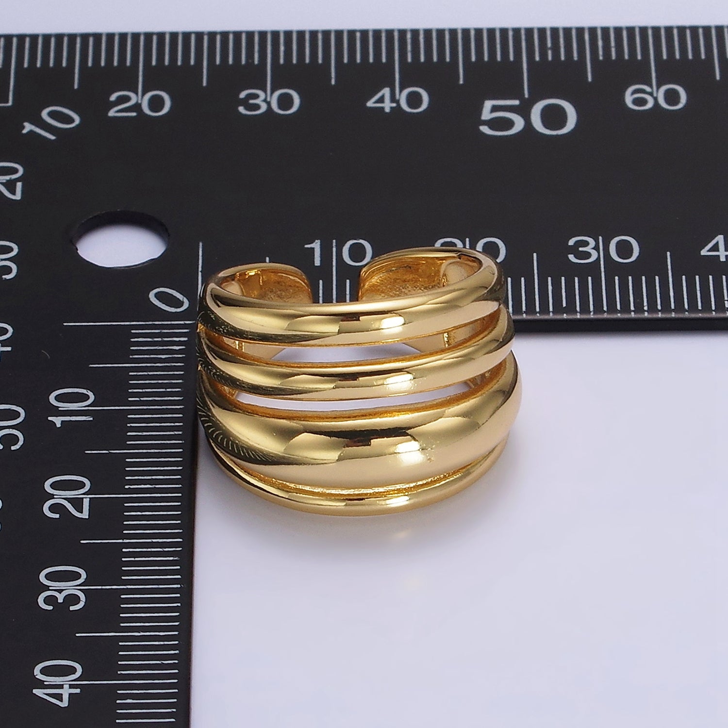 14K Gold Filled Chubby Dome Multiple Band Statement Ring | O573 - DLUXCA