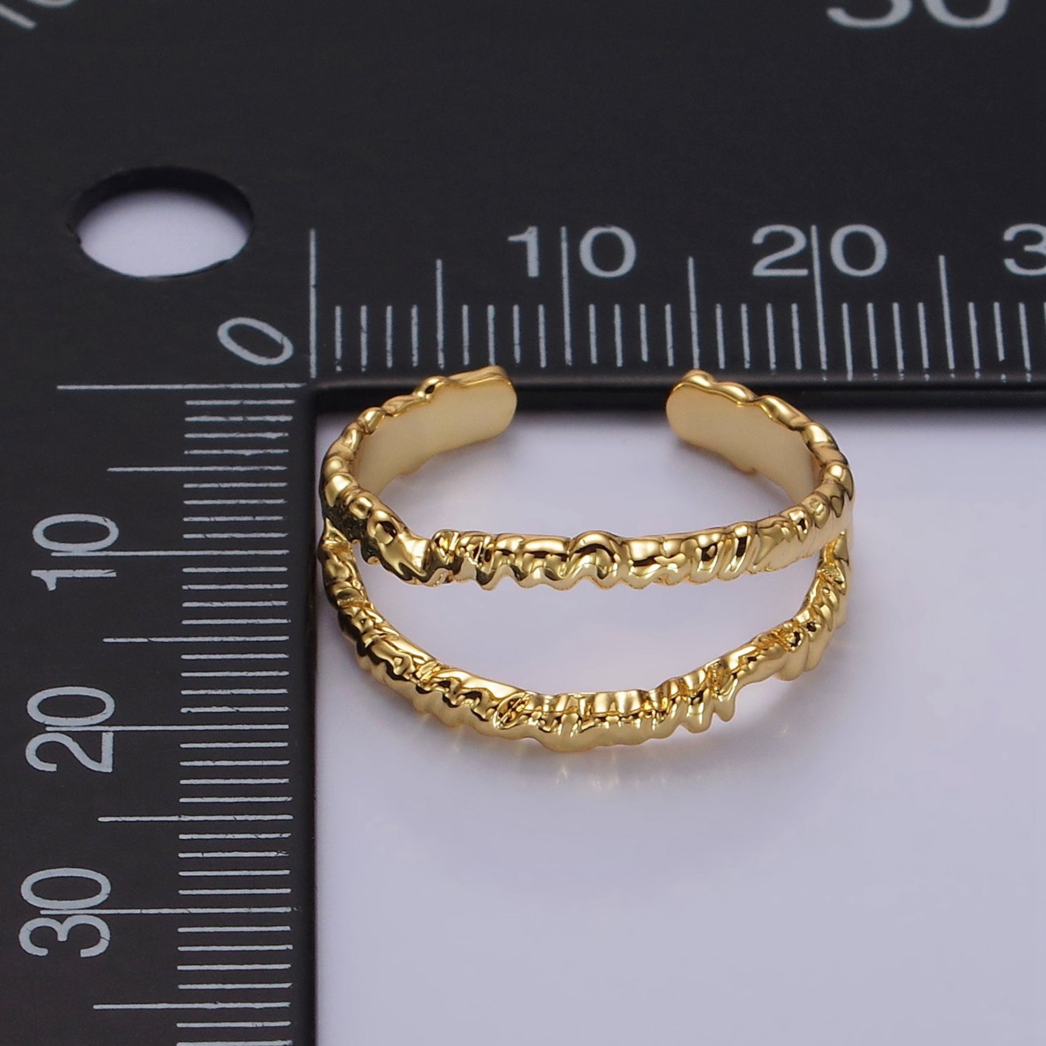 24K Gold Filled Open Double Molten Drip Band in Gold & Silver Ring | O623 O624 - DLUXCA