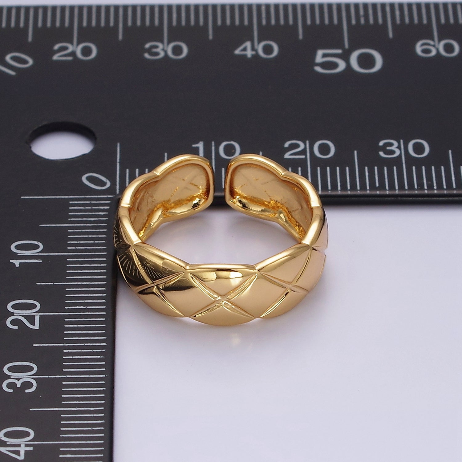 24K Gold Filled Quilted Band Adjustable Ring in Gold & Silver | O625 O626 - DLUXCA