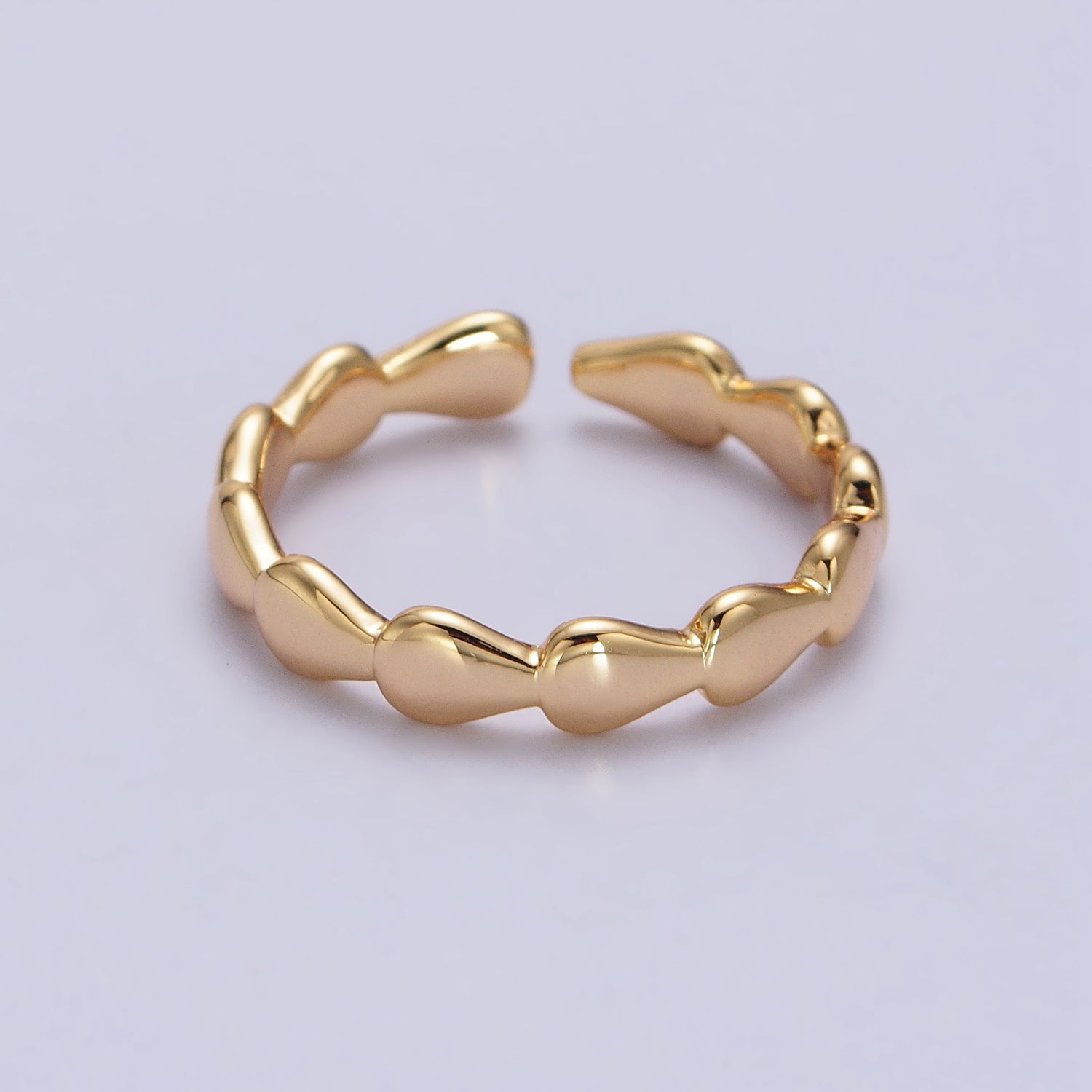 16K Gold Filled Molten Drop Geometric Sideway Minimalist Ring in Gold & Silver | O643 Y594 - DLUXCA