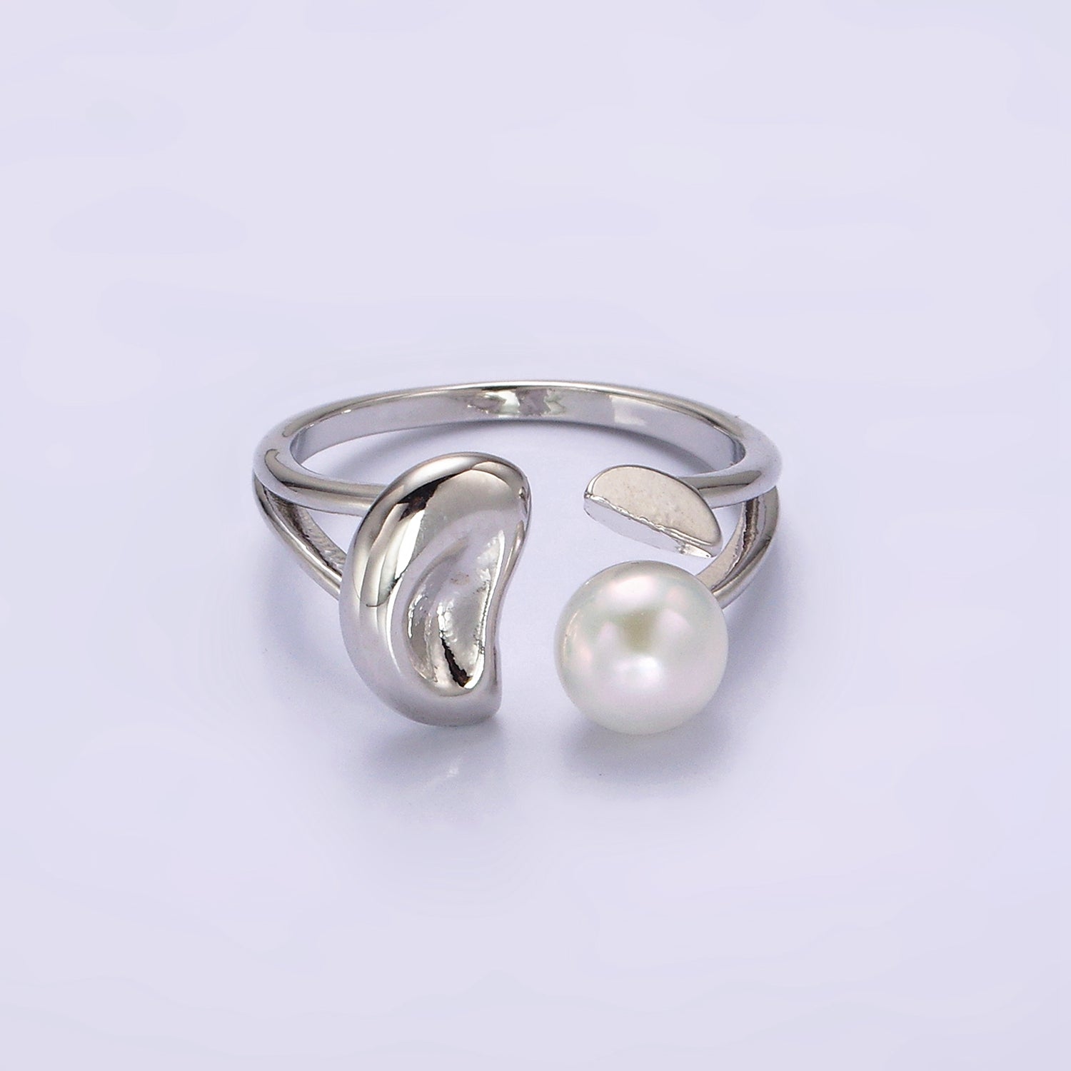 14K Gold Filled White, Pink Pearl Molten Dented Open Wrap Ring in Gold & Silver | O644 - O647