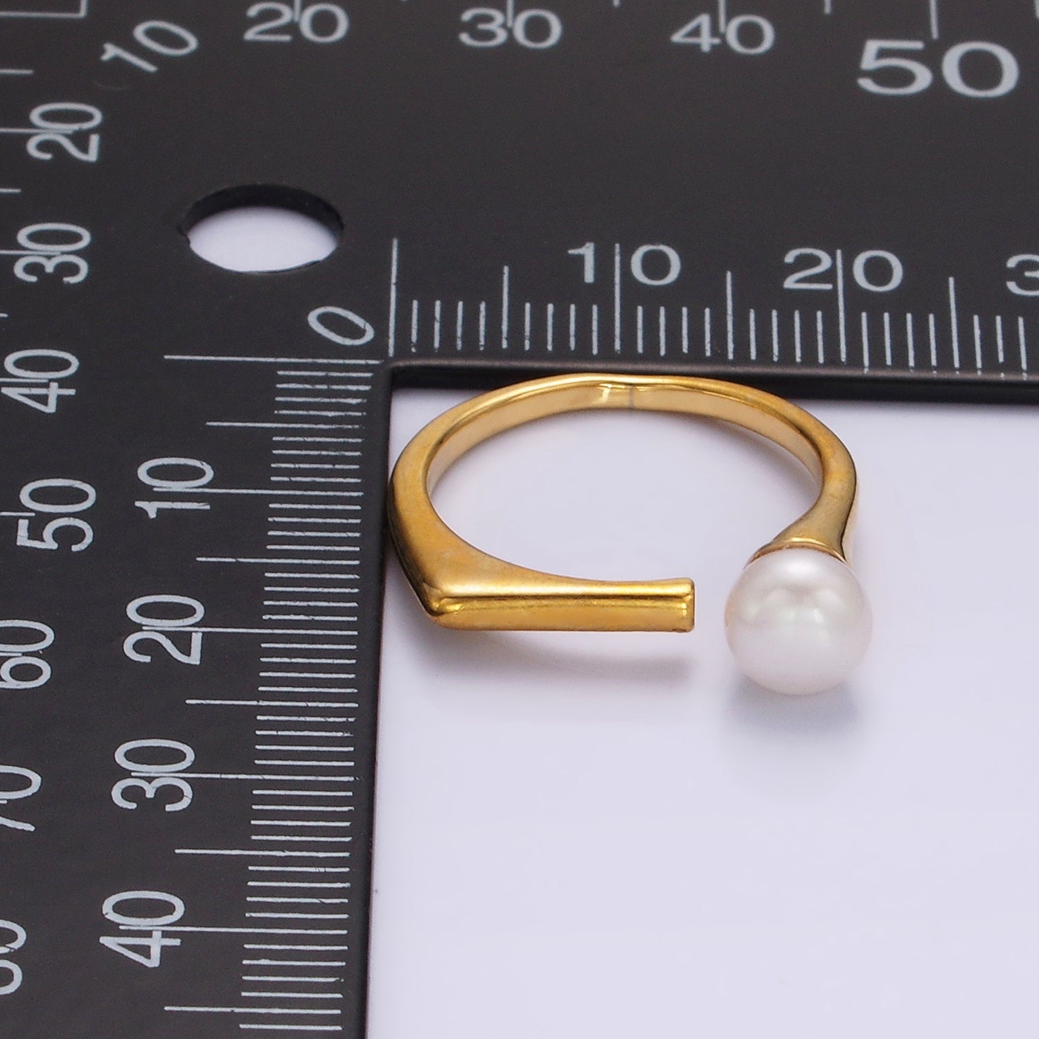 14K Gold Filled White, Pink Pearl Open Wrap Flat Signet Ring in Gold & Silver | O648 - O651 - DLUXCA