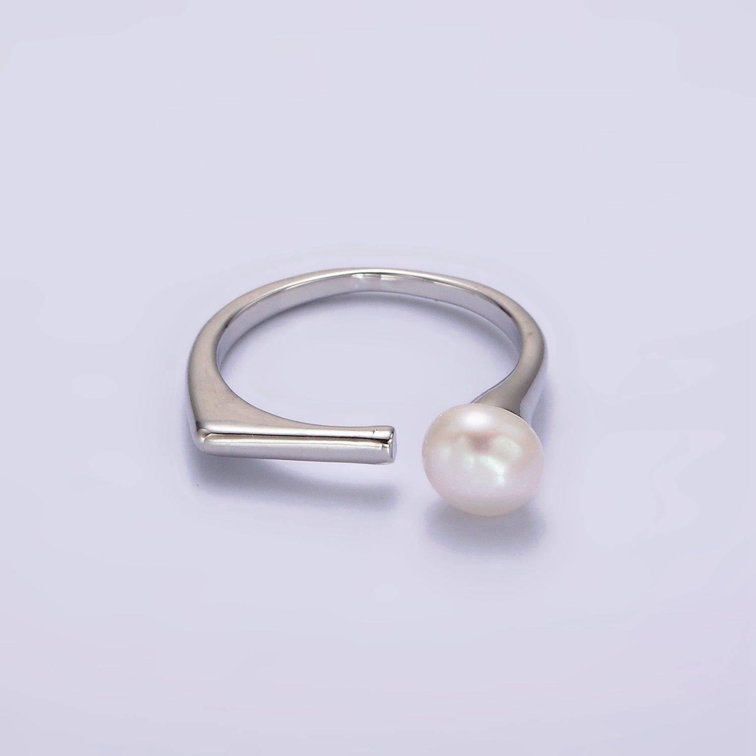 14K Gold Filled White, Pink Pearl Open Wrap Flat Signet Ring in Gold & Silver | O648 - O651