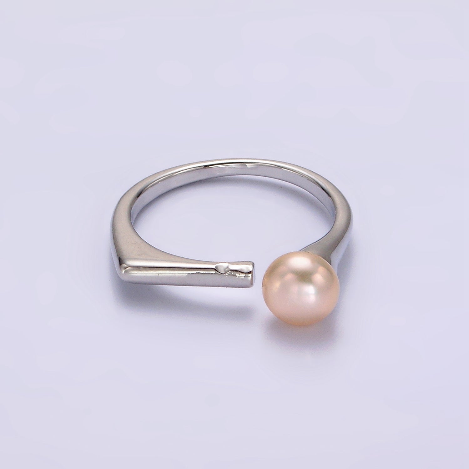 14K Gold Filled White, Pink Pearl Open Wrap Flat Signet Ring in Gold & Silver | O648 - O651