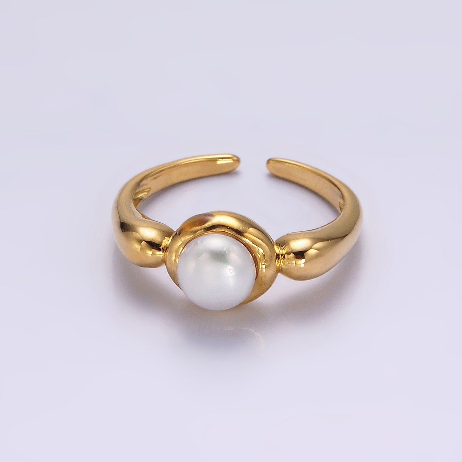 14K Gold Filled White, Pink Pearl Bubble Band Ring in Gold & Silver | O664 - O667 - DLUXCA