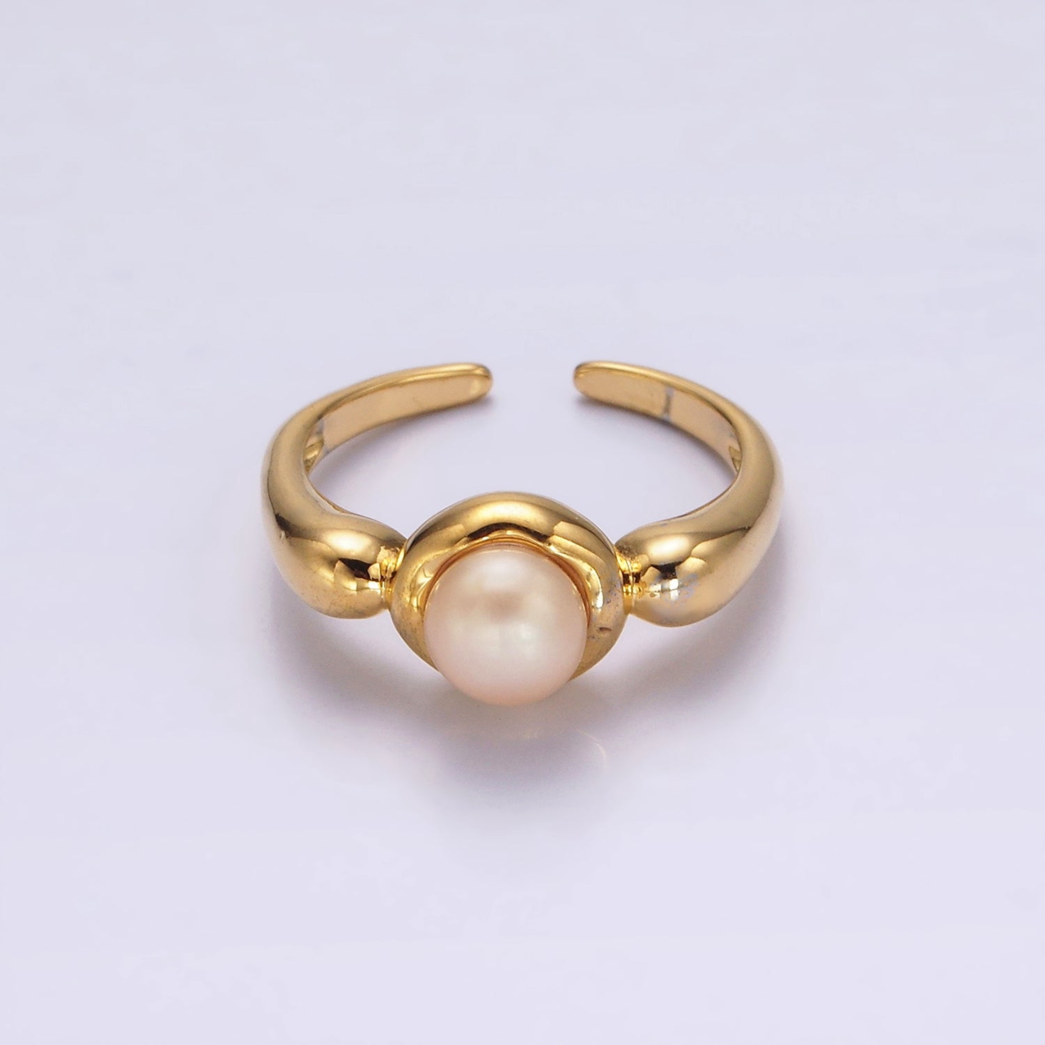 14K Gold Filled White, Pink Pearl Bubble Band Ring in Gold & Silver | O664 - O667 - DLUXCA