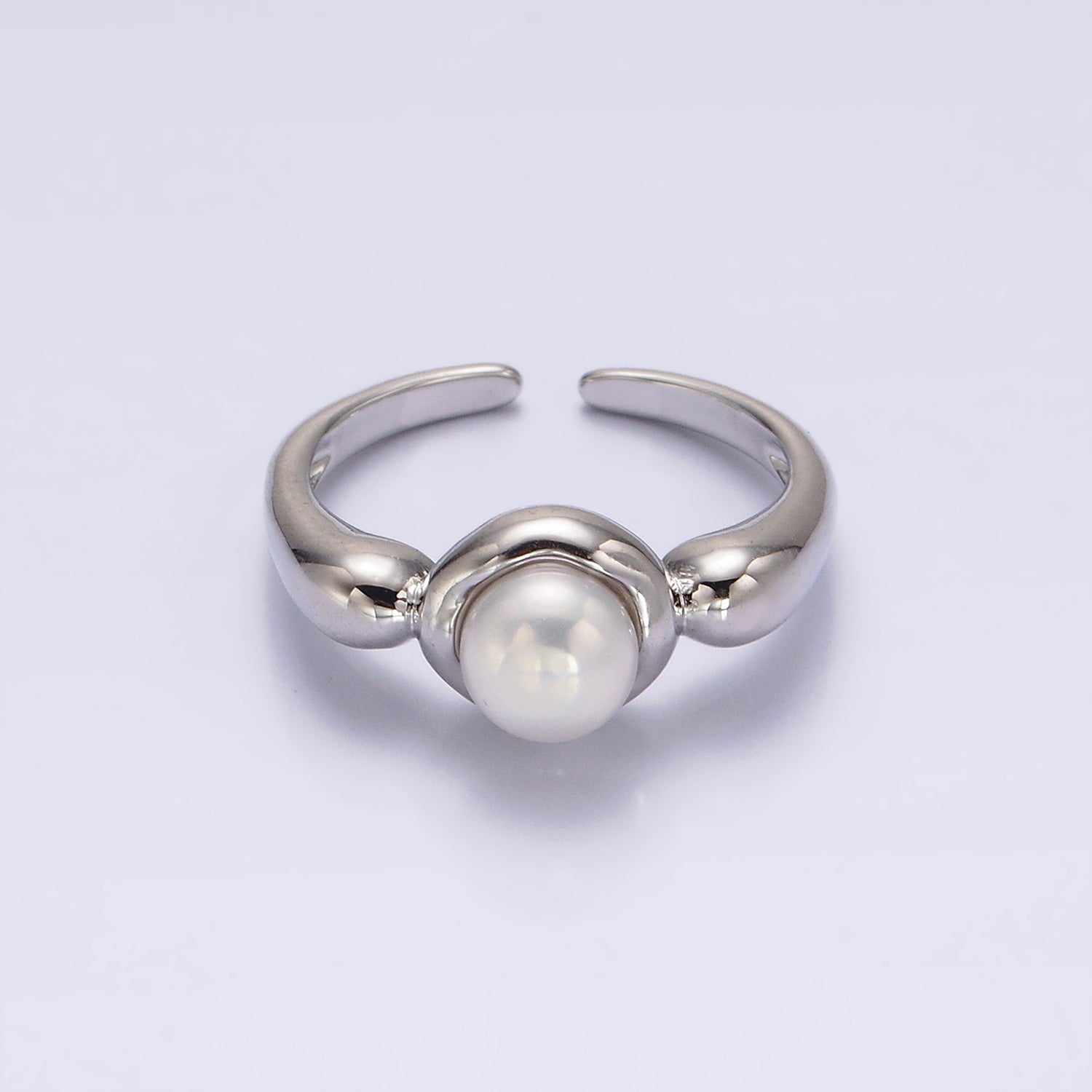 14K Gold Filled White, Pink Pearl Bubble Band Ring in Gold & Silver | O664 - O667 - DLUXCA