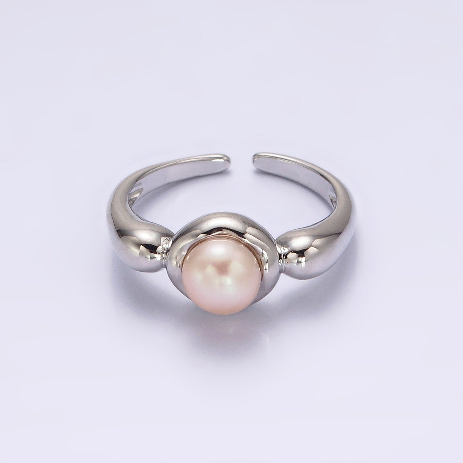 14K Gold Filled White, Pink Pearl Bubble Band Ring in Gold & Silver | O664 - O667 - DLUXCA