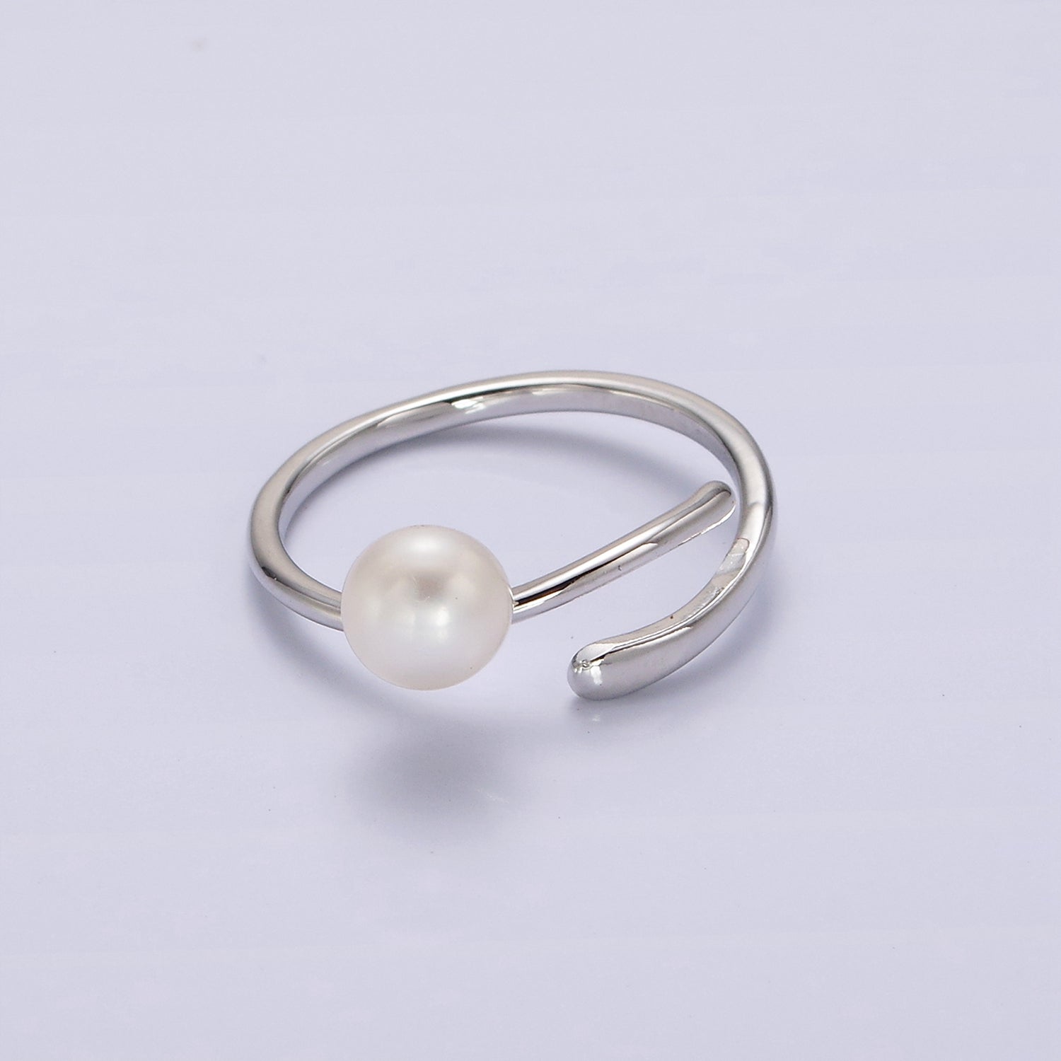 14K Gold Filled White, Pink Pearl Wrap Open Band Minimalist Ring in Silver & Gold | O676 - O679 - DLUXCA