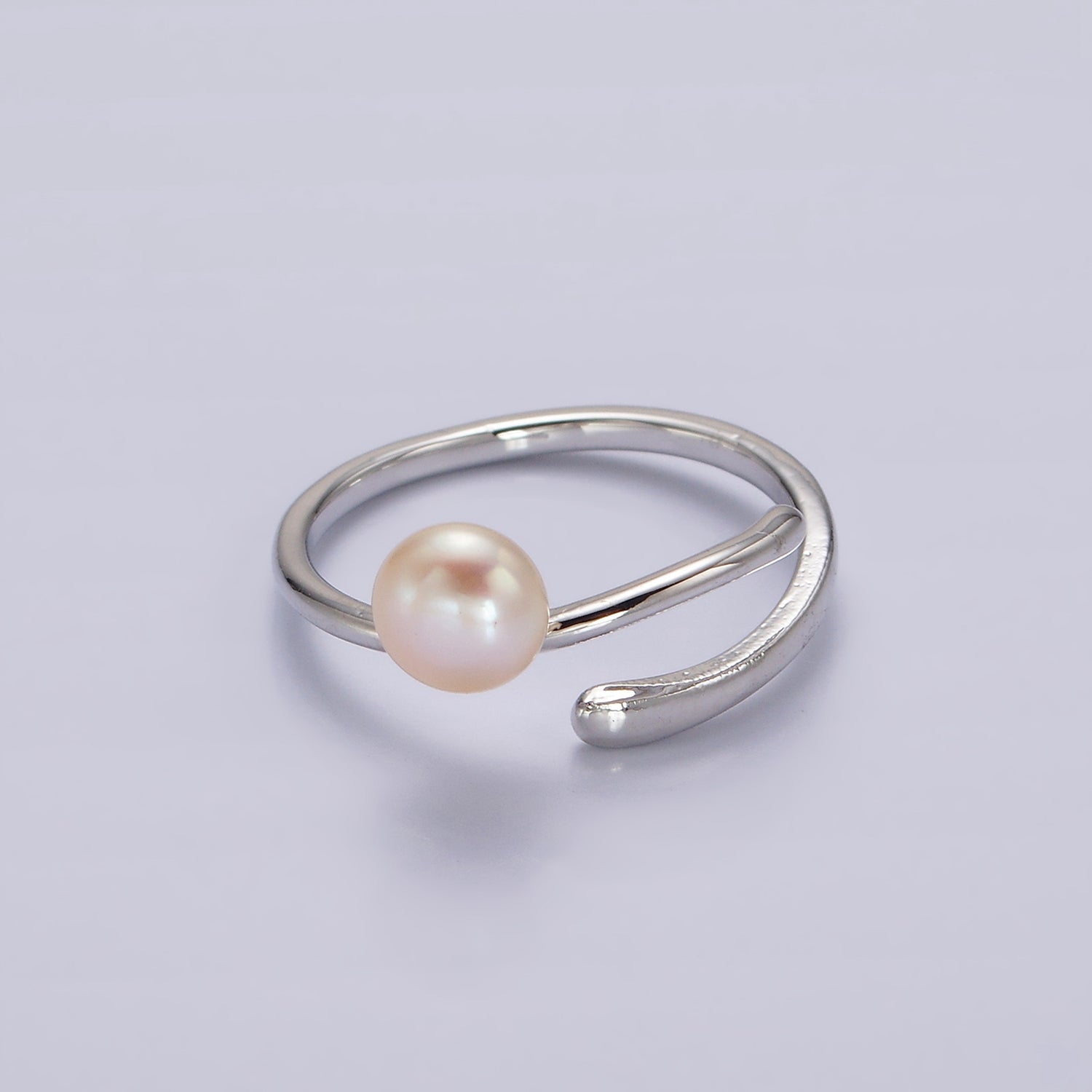 14K Gold Filled White, Pink Pearl Wrap Open Band Minimalist Ring in Silver & Gold | O676 - O679