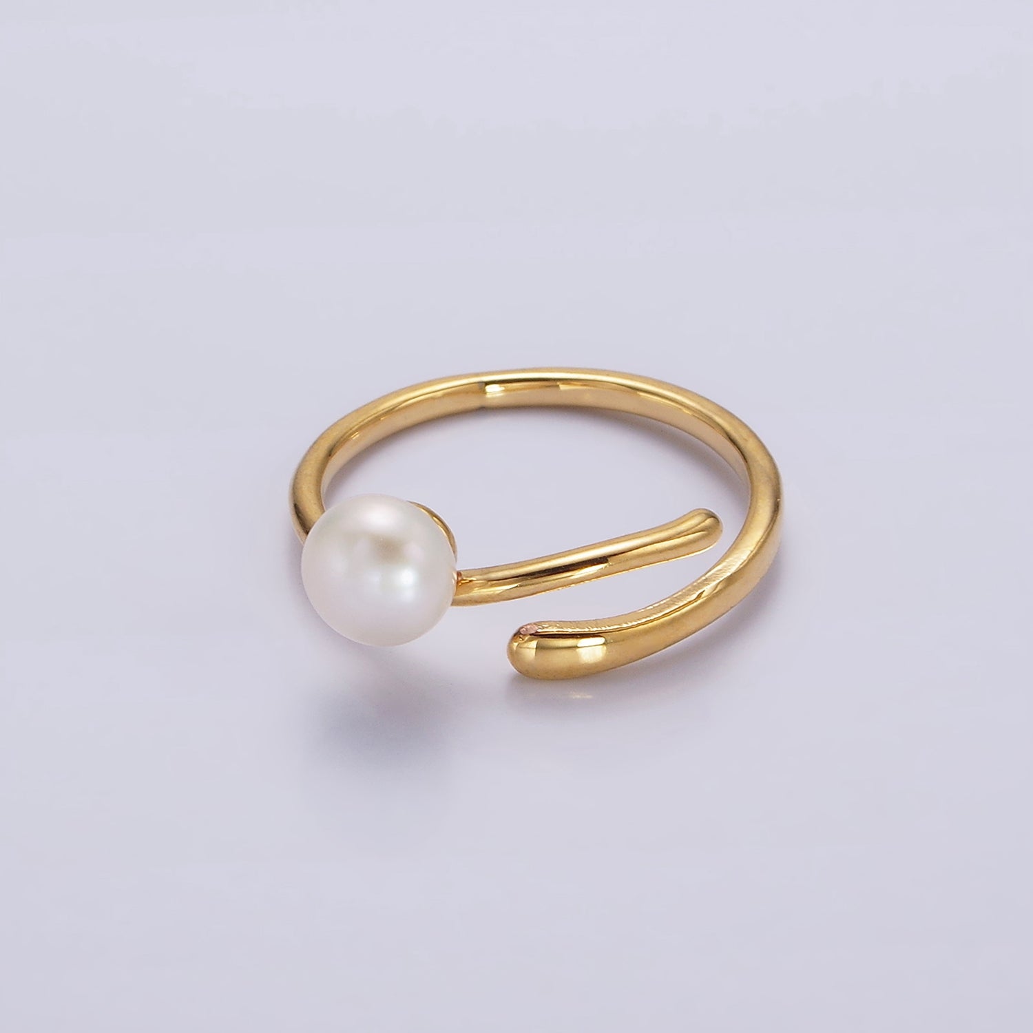 14K Gold Filled White, Pink Pearl Wrap Open Band Minimalist Ring in Silver & Gold | O676 - O679 - DLUXCA