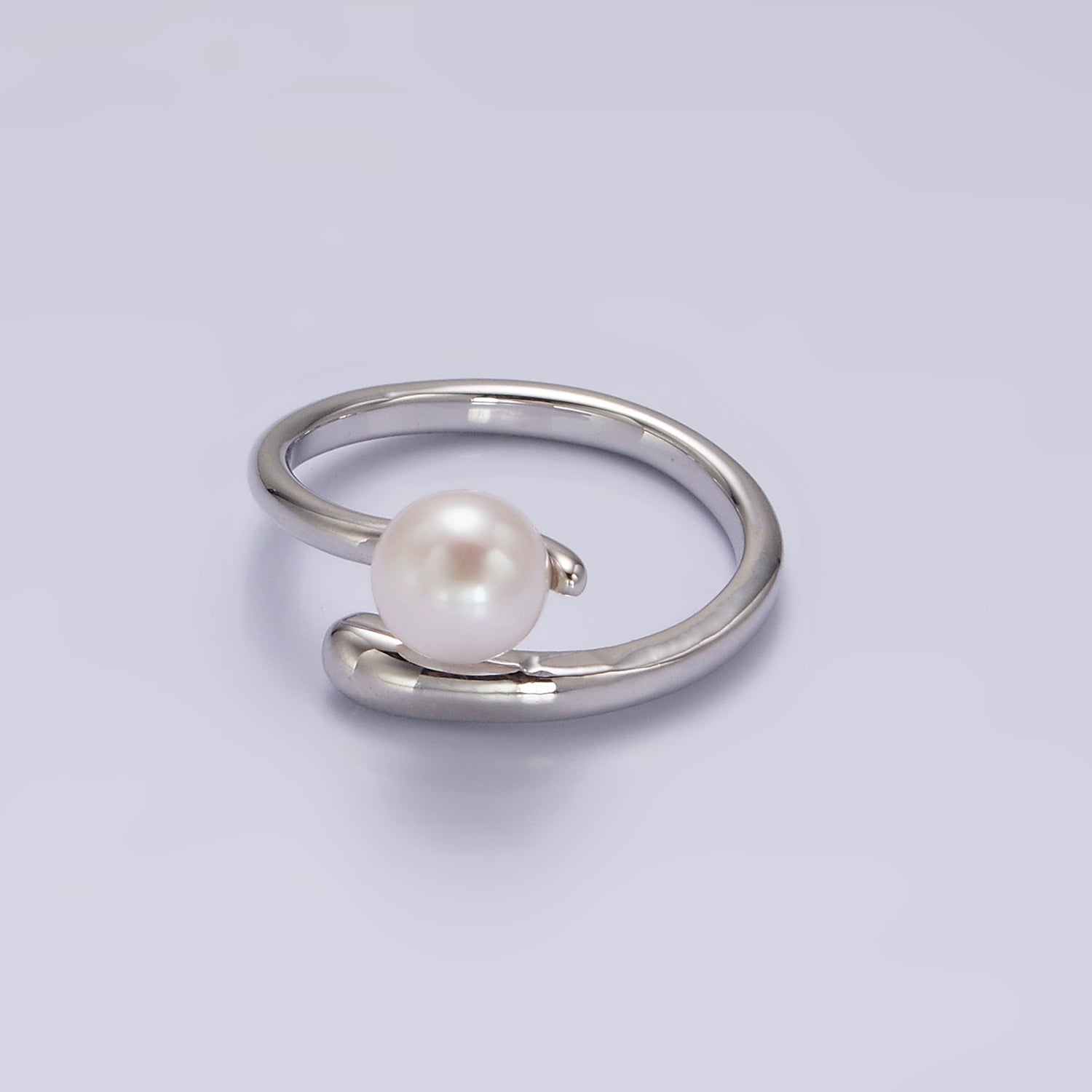 14K Gold Filled White, Pink Pearl Minimalist Open Wrap Band Ring in Silver & Gold | O680 - O683