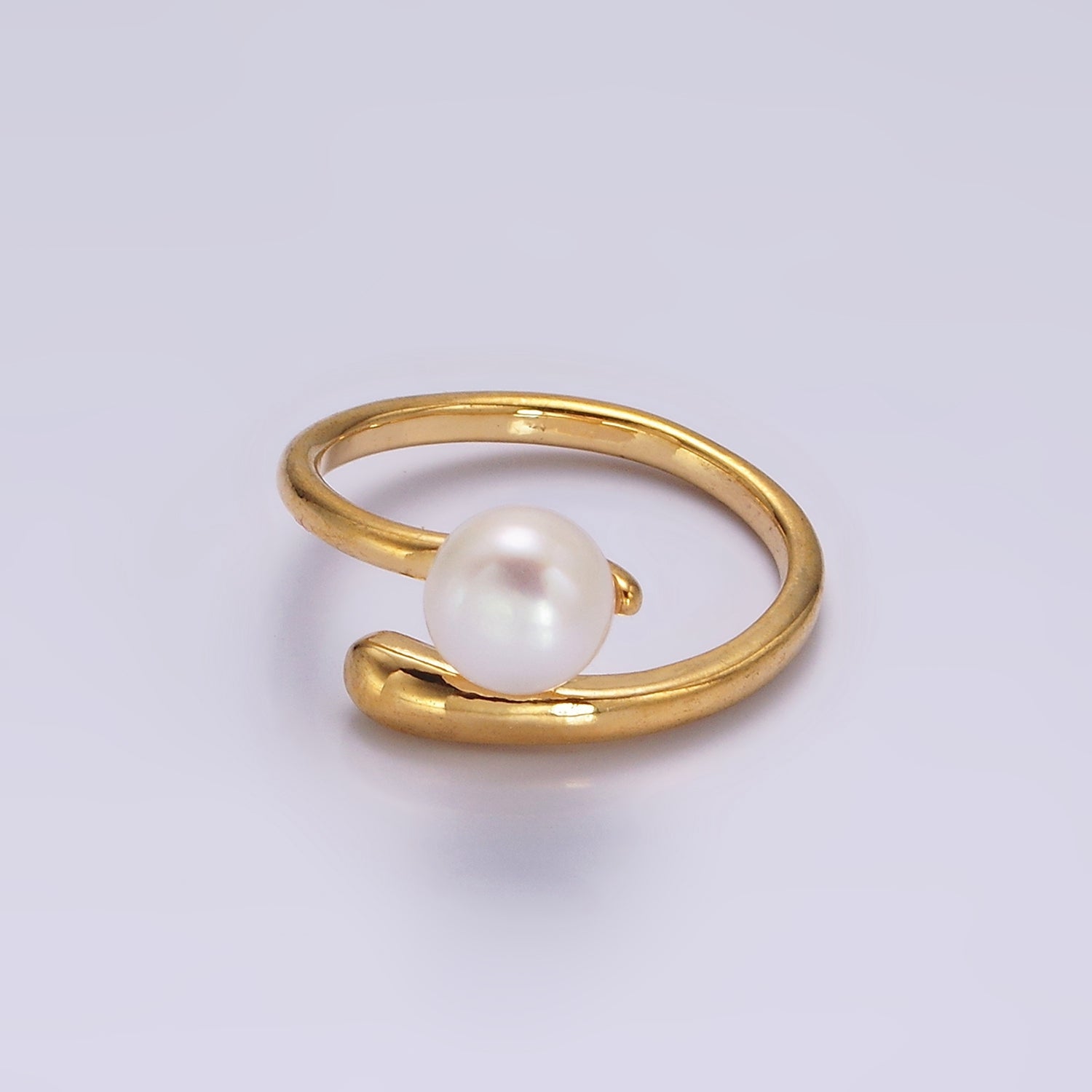 14K Gold Filled White, Pink Pearl Minimalist Open Wrap Band Ring in Silver & Gold | O680 - O683