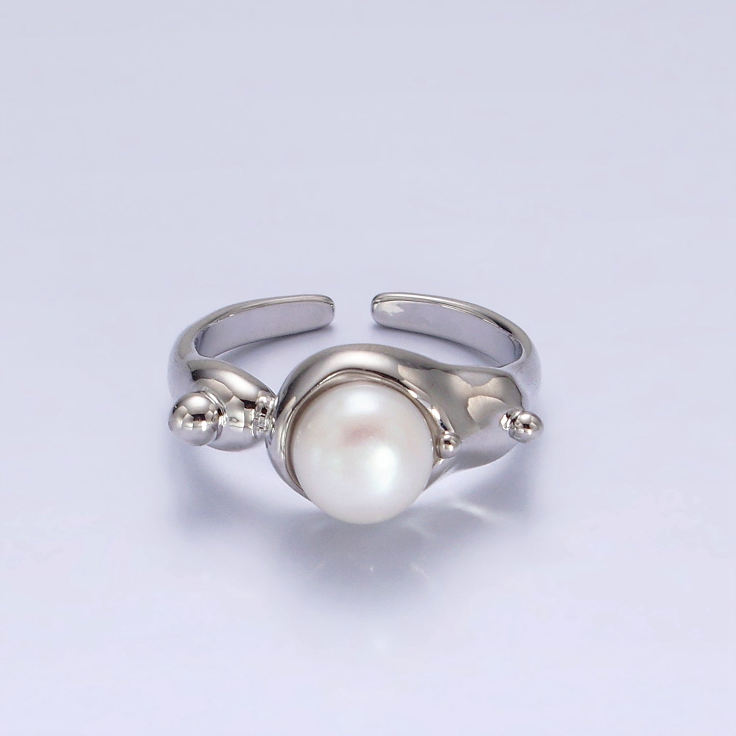 14K Gold Filled White, Pink Pearl Dotted Bubble Molten Band Ring in Silver & Gold | O684 - O687 - DLUXCA