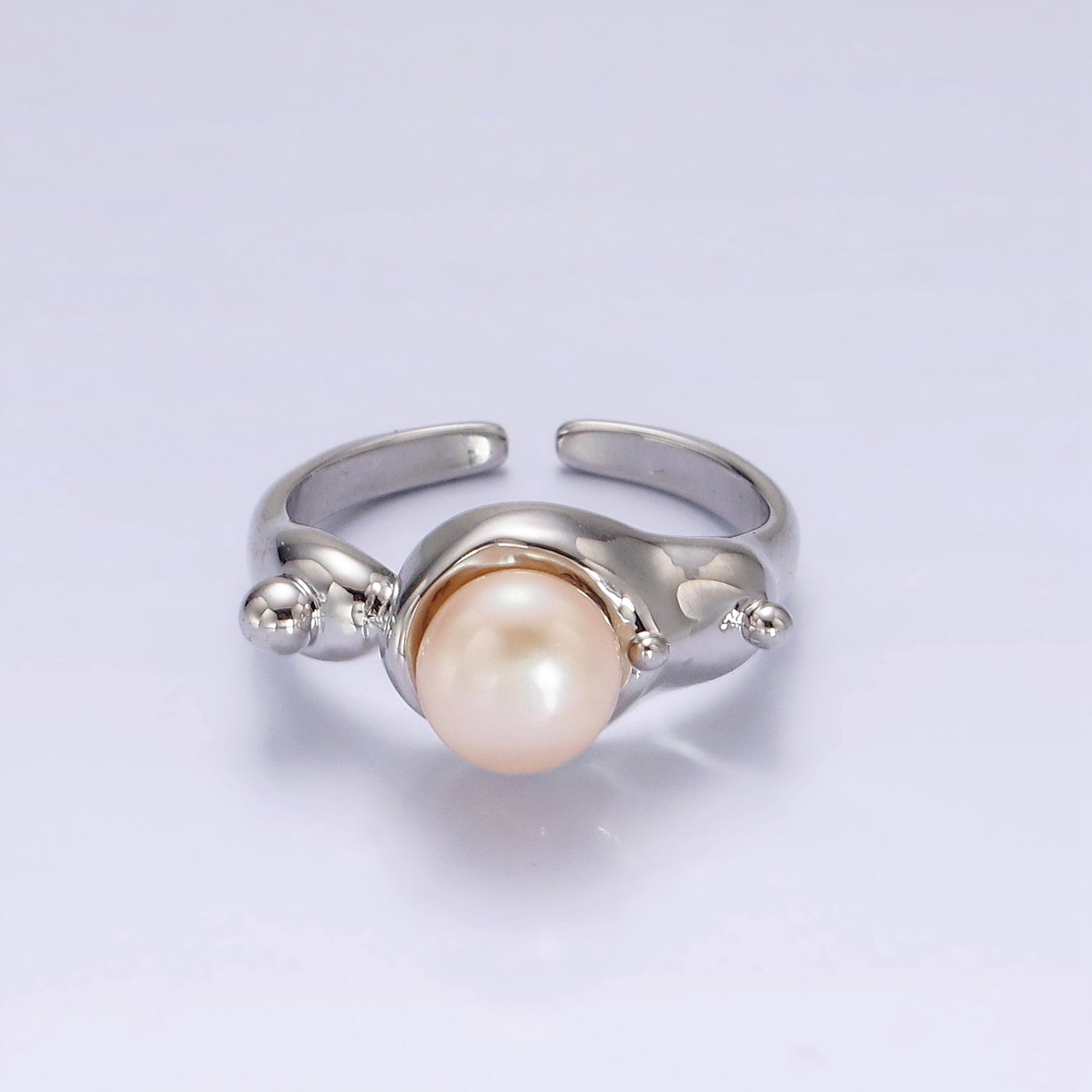 14K Gold Filled White, Pink Pearl Dotted Bubble Molten Band Ring in Silver & Gold | O684 - O687