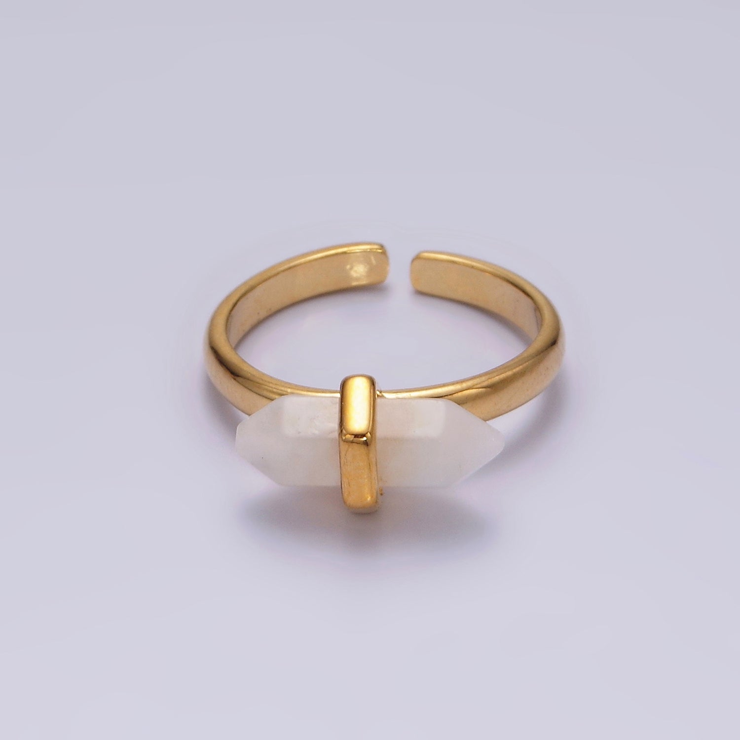 14K Gold Filled Natural Gemstone Pointed Wand Ring | O688 - O697