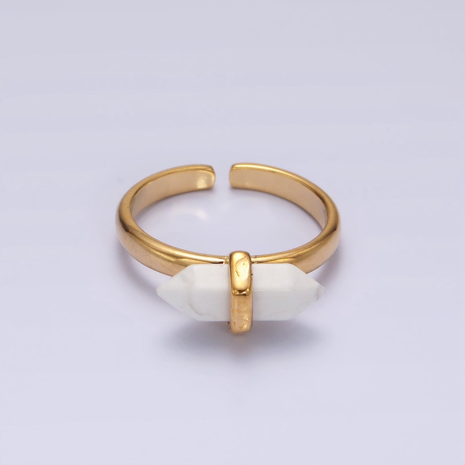 14K Gold Filled Natural Gemstone Pointed Wand Ring | O688 - O697