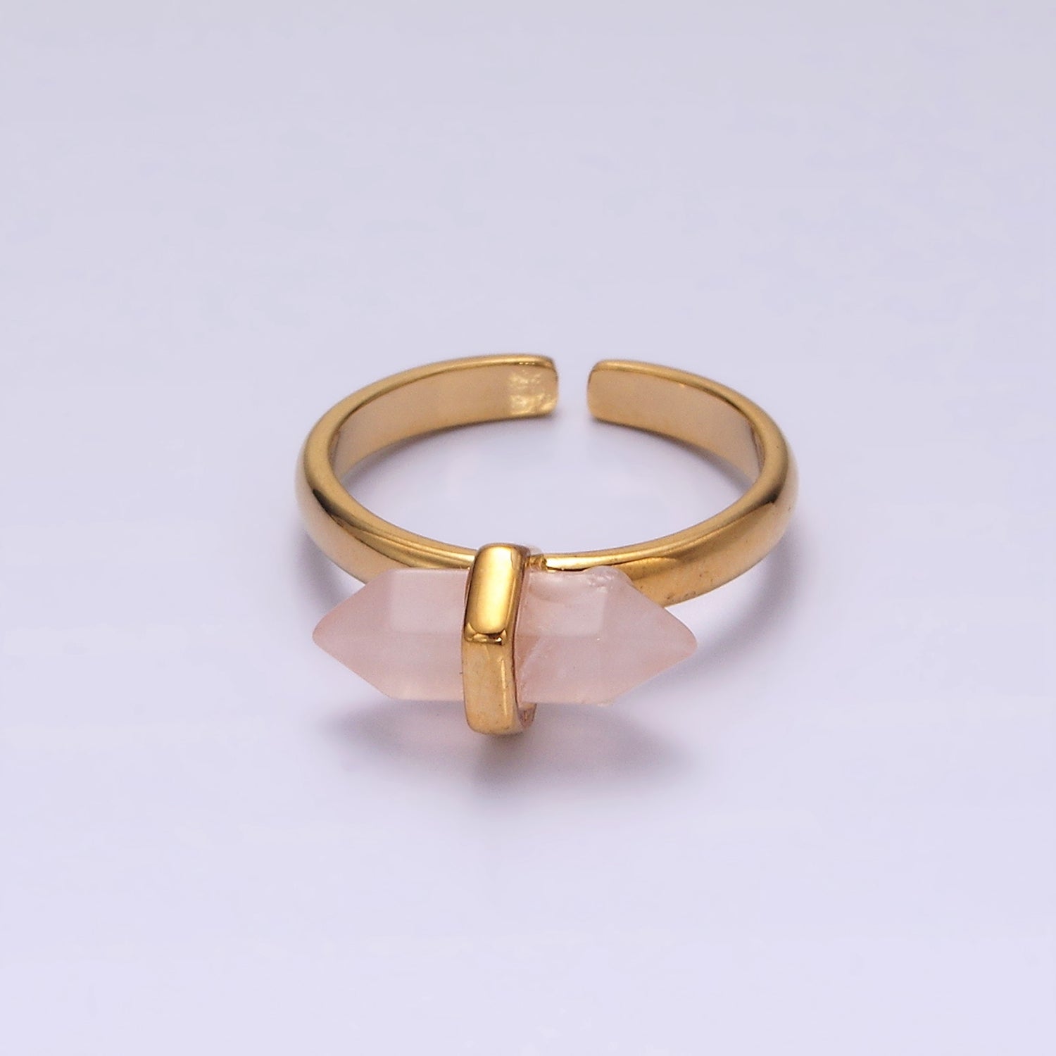 14K Gold Filled Natural Gemstone Pointed Wand Ring | O688 - O697