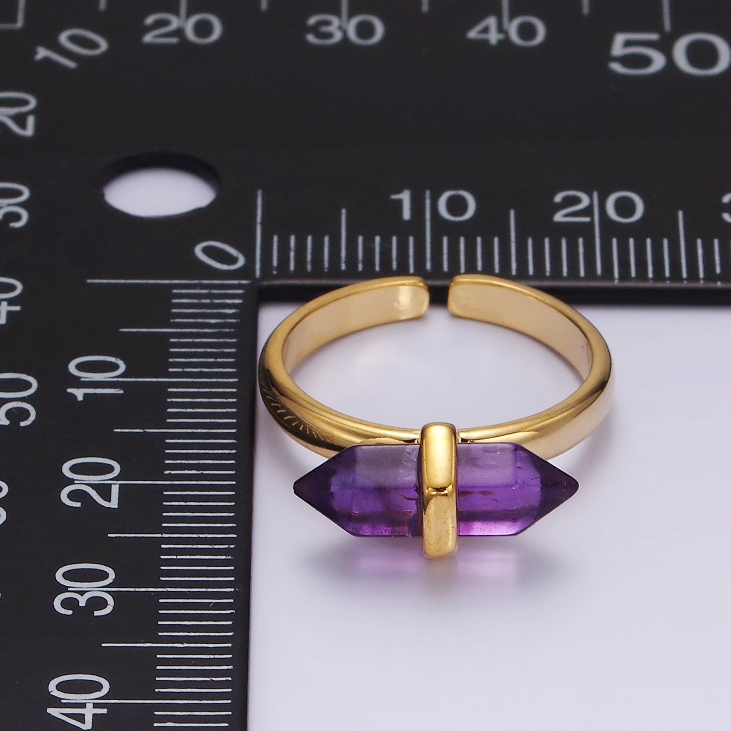 14K Gold Filled Natural Gemstone Pointed Wand Ring | O688 - O697 - DLUXCA