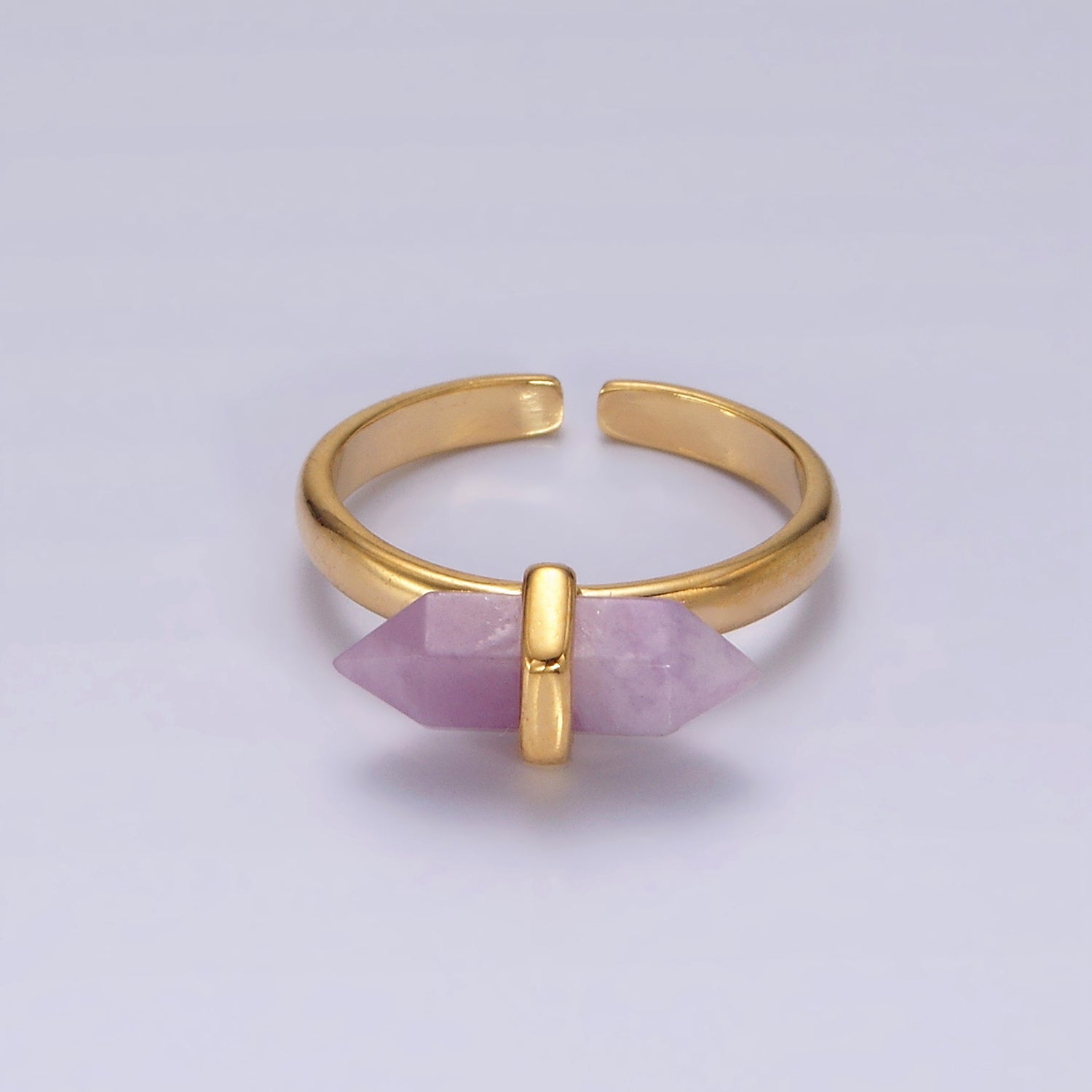 14K Gold Filled Natural Gemstone Pointed Wand Ring | O688 - O697