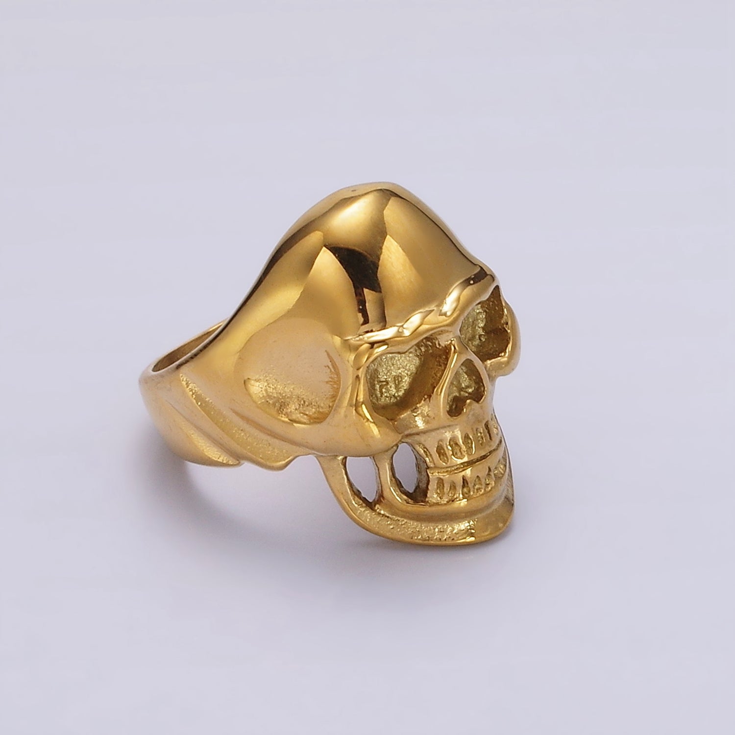 Stainless Steel Human Skeleton Skull Ring in Silver & Gold | O712, O720 - DLUXCA